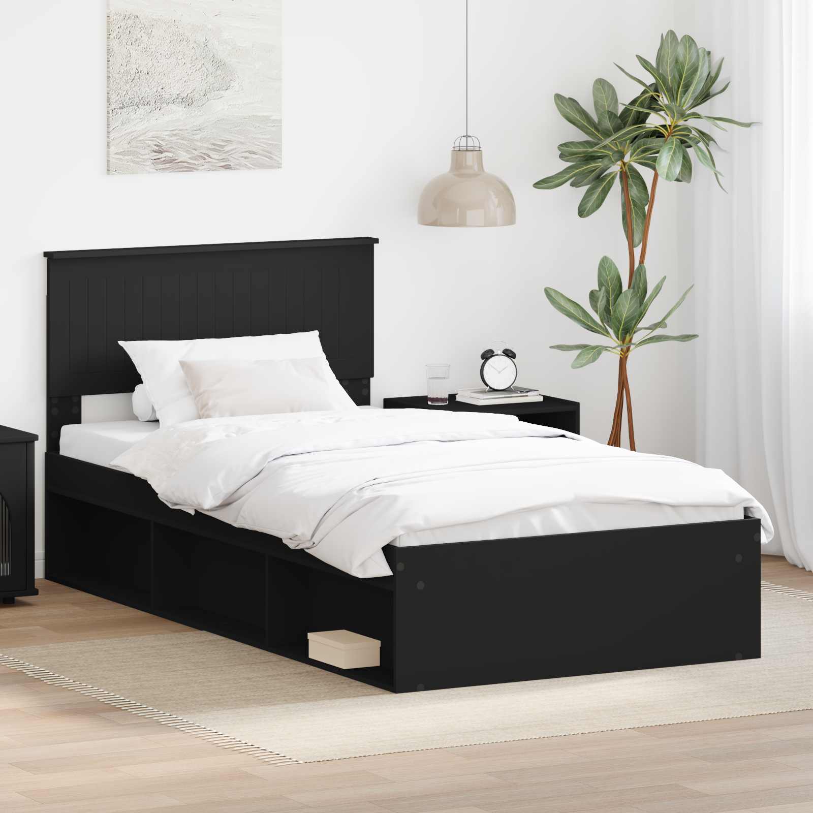 vidaXL Bedframe met hoofdeinde Wit 200 x 200 cm Massief grenenhout
