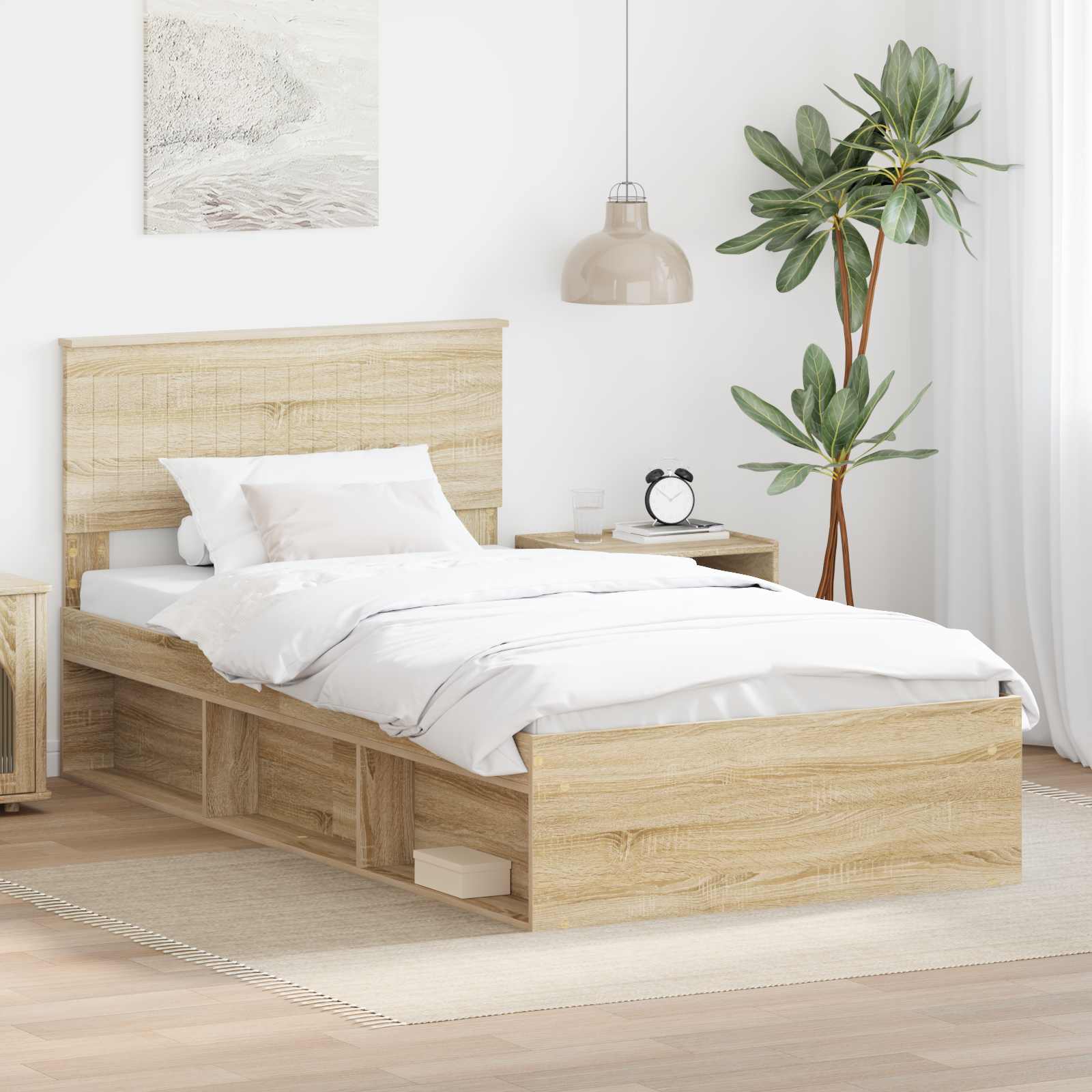 vidaXL Bedframe met hoofdeinde Wit 200 x 200 cm Massief grenenhout