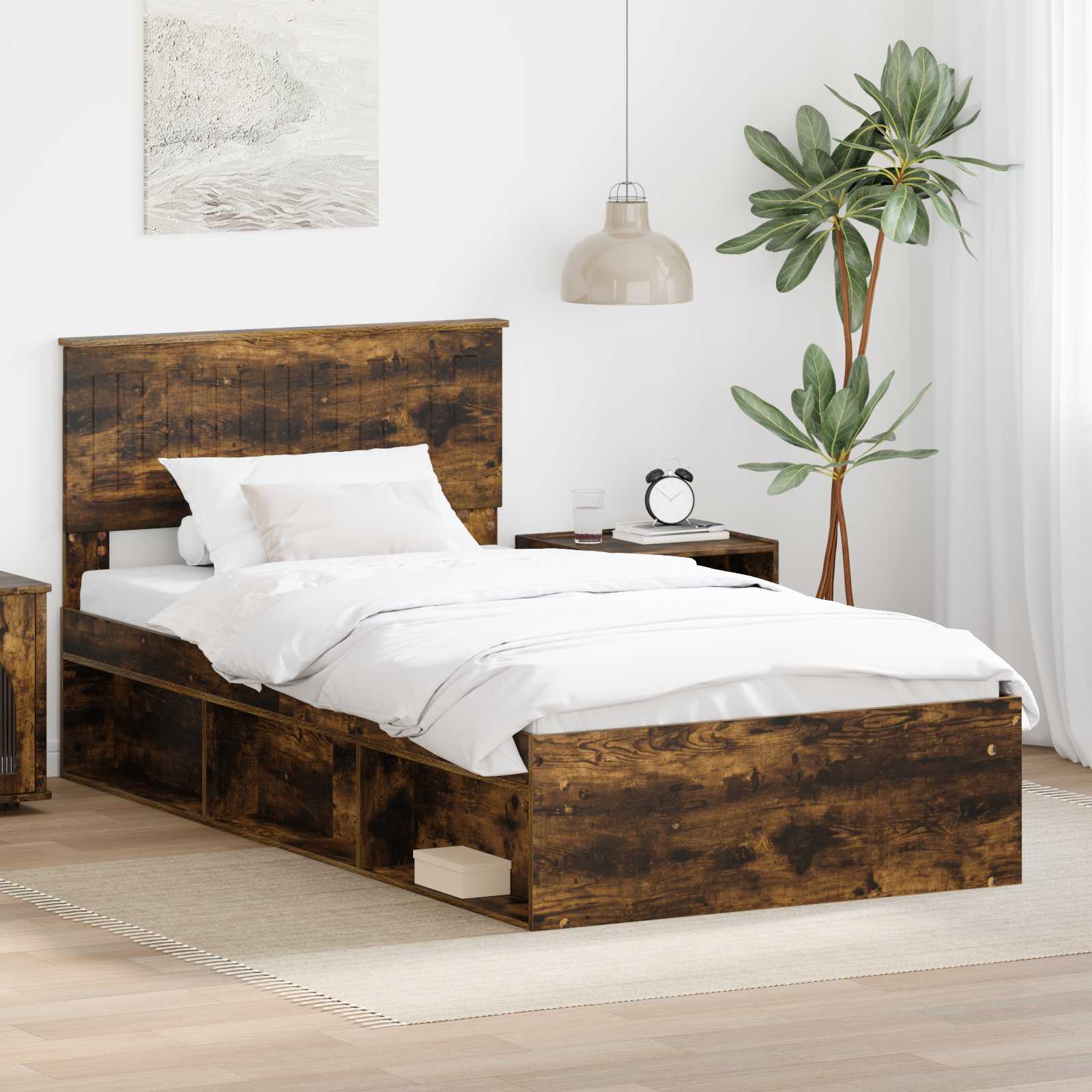 vidaXL Bedframe met hoofdeinde Wit 200 x 200 cm Massief grenenhout