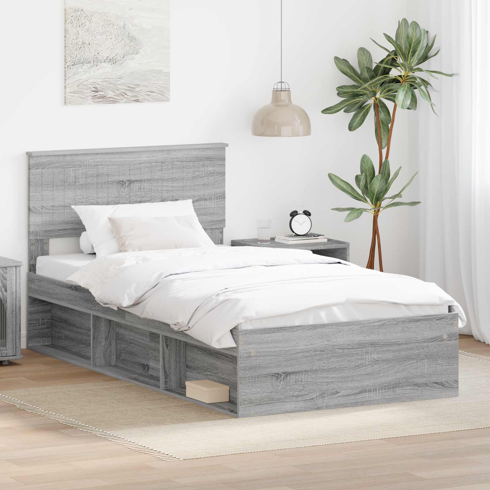 vidaXL Bedframe met hoofdeinde Wit 200 x 200 cm Massief grenenhout