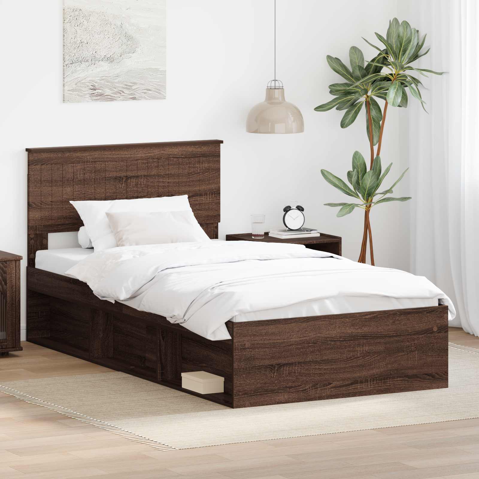vidaXL Bedframe met hoofdeinde Wit 200 x 200 cm Massief grenenhout