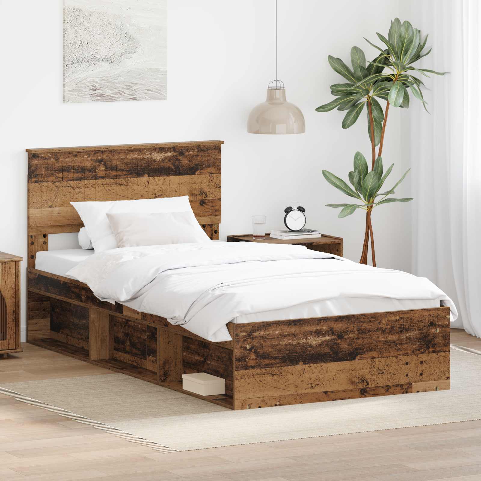 vidaXL Bedframe met hoofdeinde Wit 200 x 200 cm Massief grenenhout