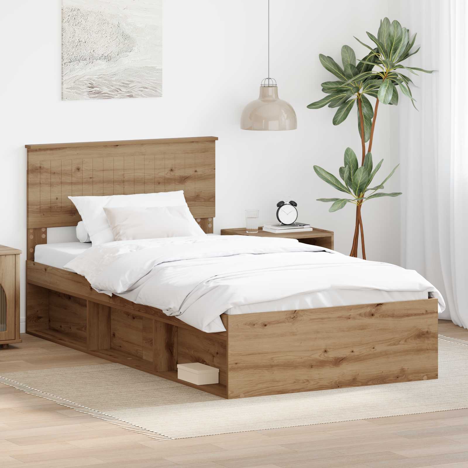 vidaXL Bedframe met hoofdeinde Wit 200 x 200 cm Massief grenenhout