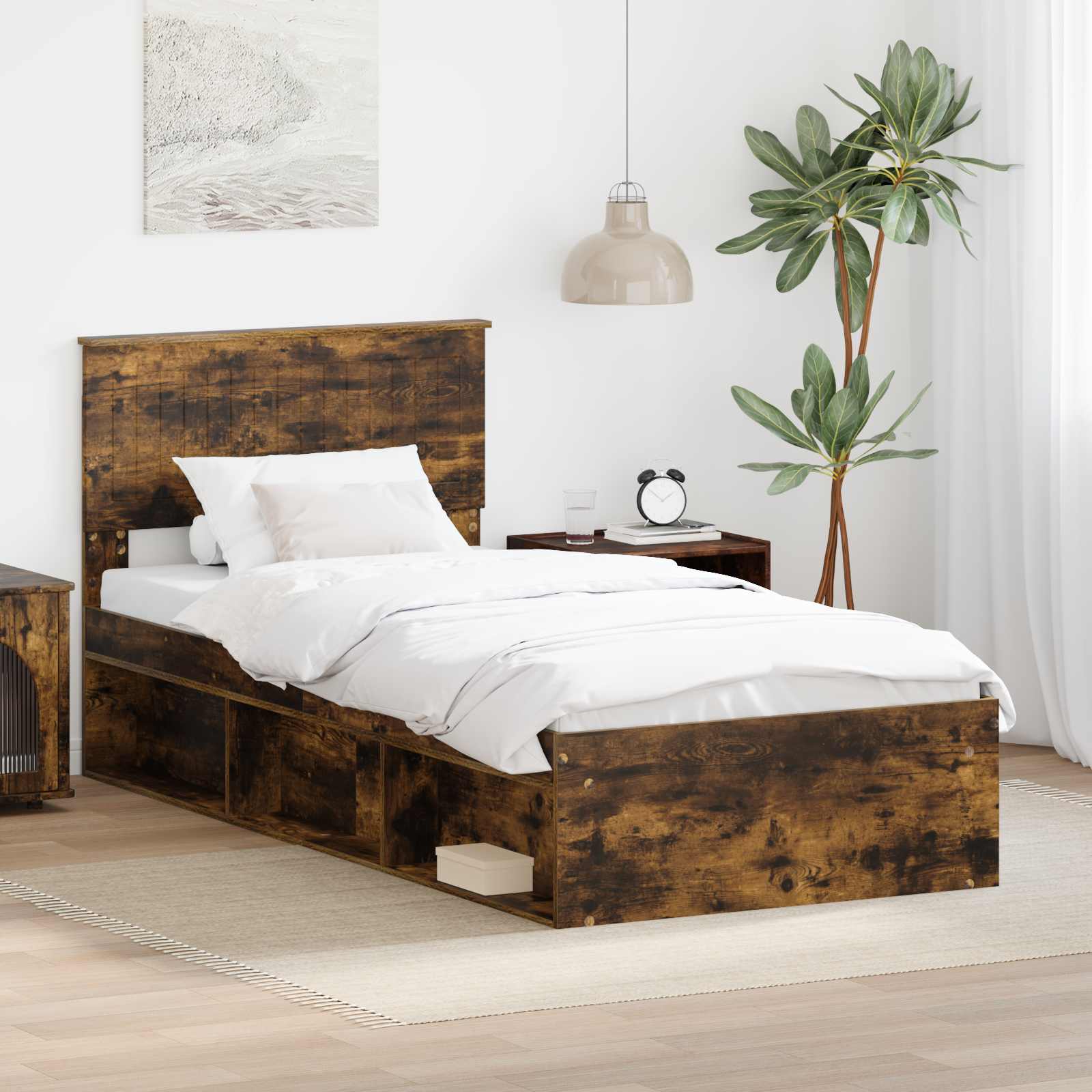 vidaXL Bedframe met hoofdeinde Wit 200 x 200 cm Massief grenenhout