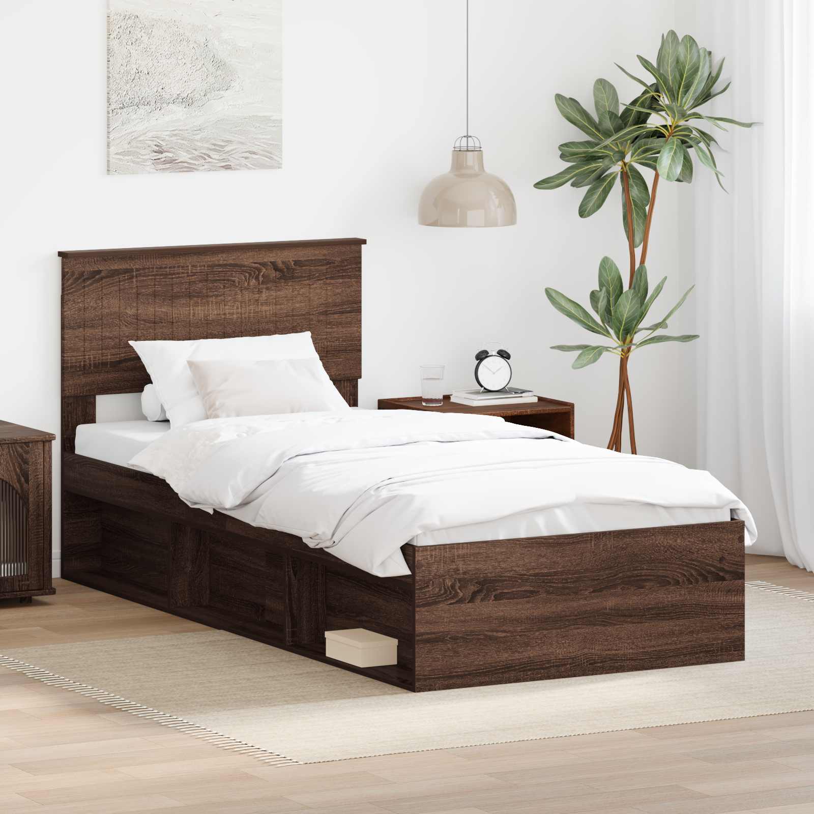 vidaXL Bedframe met hoofdeinde Wit 200 x 200 cm Massief grenenhout