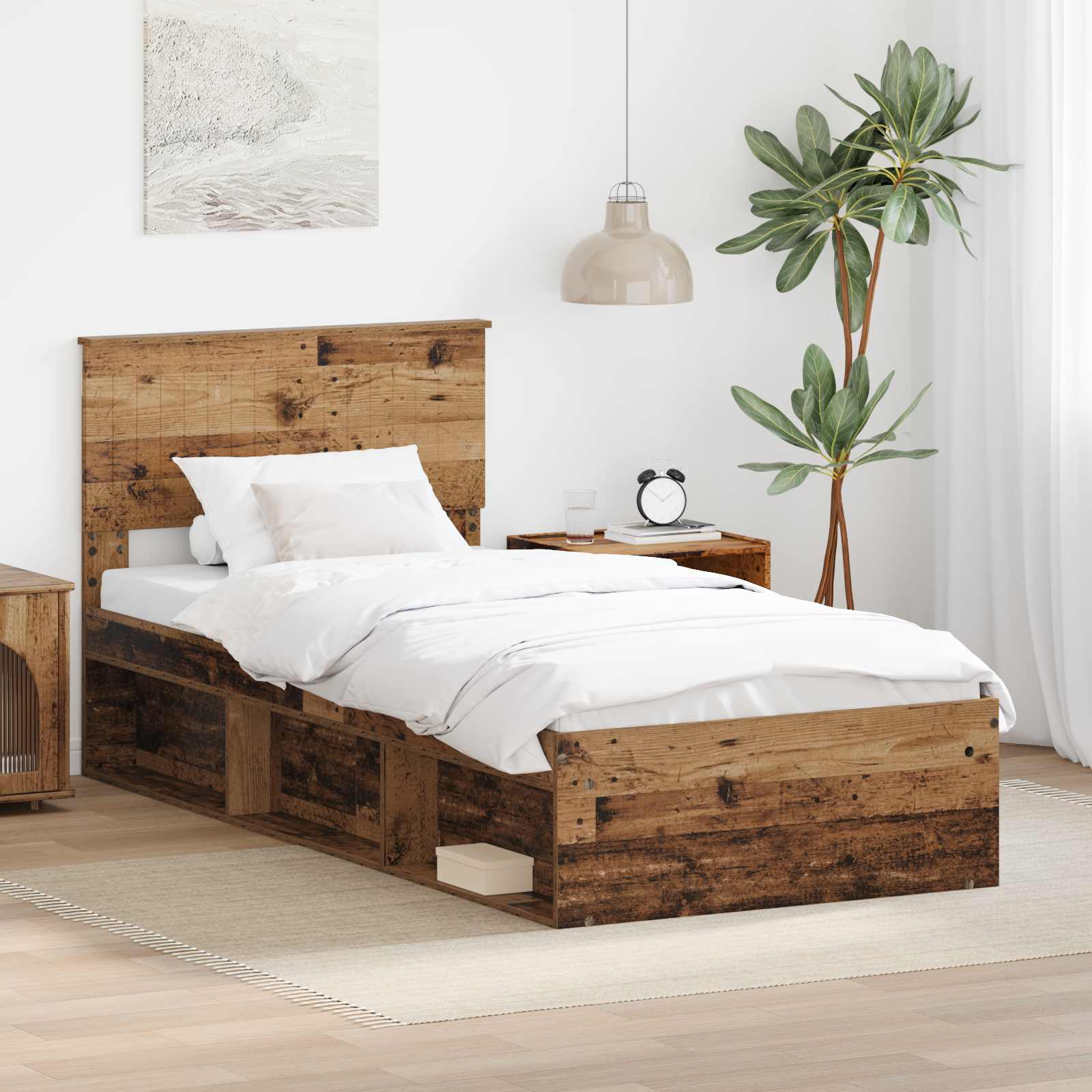 vidaXL Bedframe met hoofdeinde Wit 200 x 200 cm Massief grenenhout