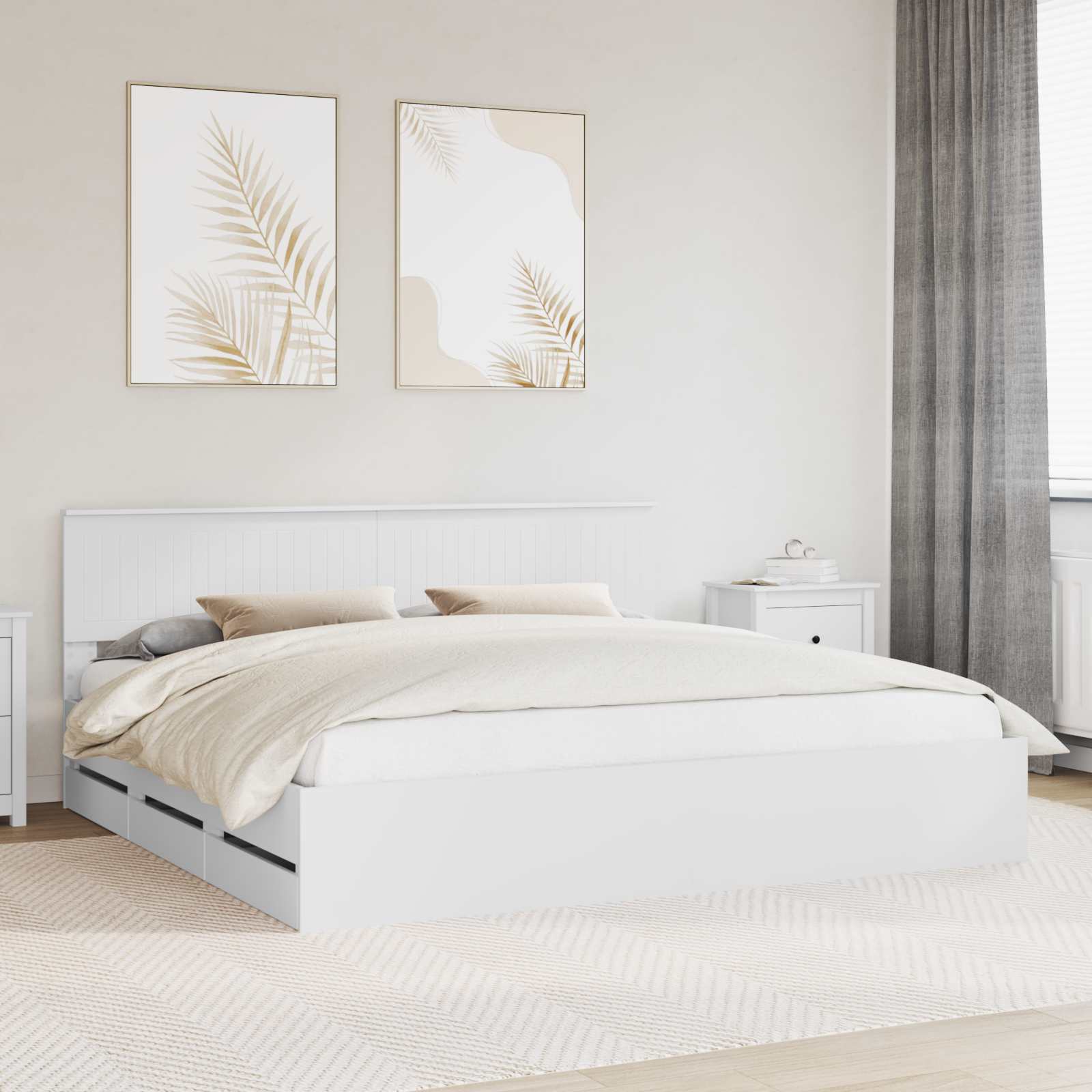 vidaXL Bedframe met lade met opslag Wit 200 x 200 cm Ingenieurshout