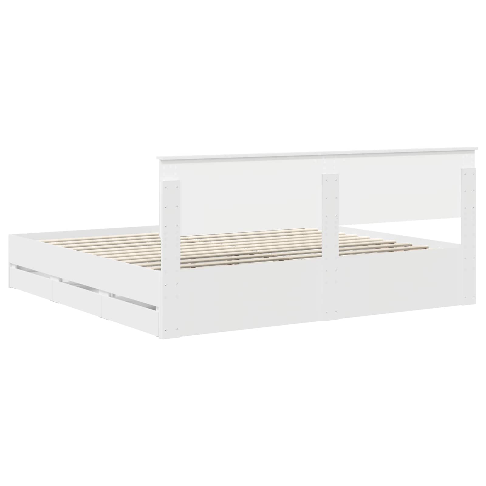 vidaXL Bedframe met lade met opslag Wit 200 x 200 cm Ingenieurshout