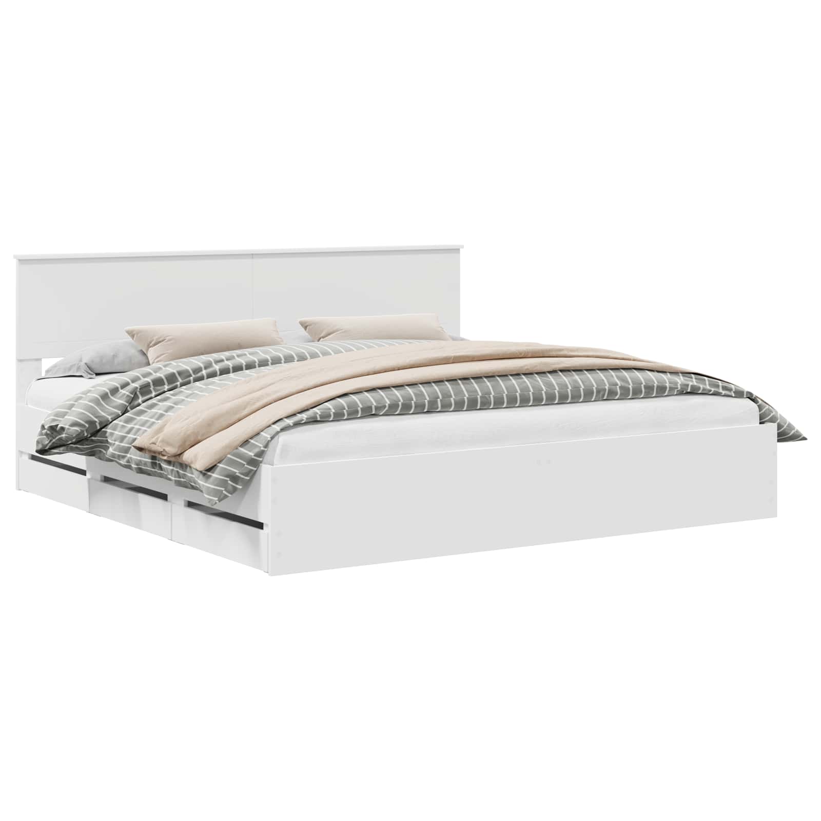 vidaXL Bedframe met lade met opslag Wit 200 x 200 cm Ingenieurshout