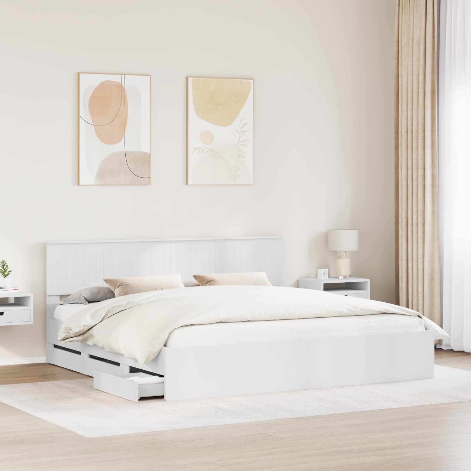 vidaXL Bedframe met lade met opslag Wit 200 x 200 cm Ingenieurshout