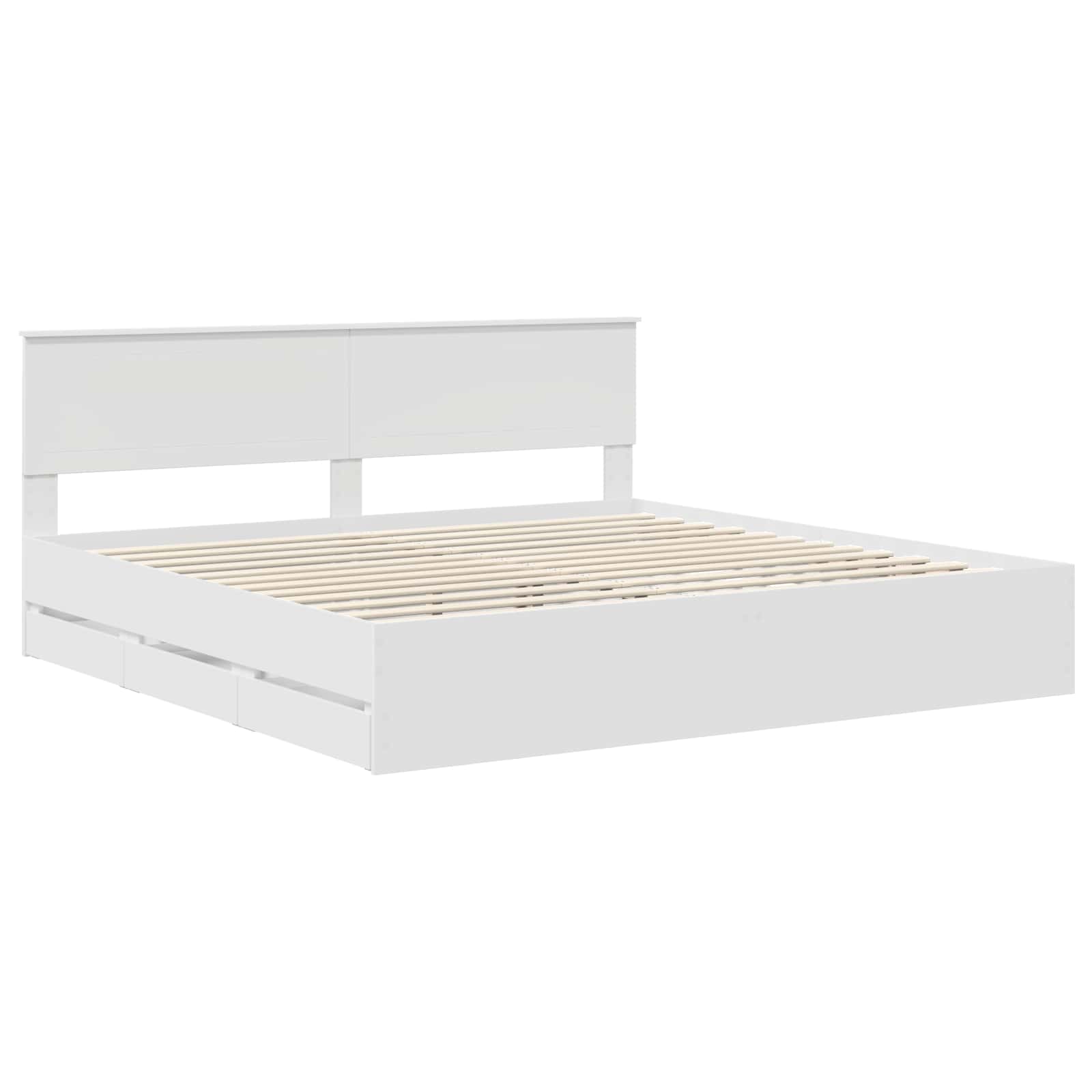 vidaXL Bedframe met lade met opslag Wit 200 x 200 cm Ingenieurshout