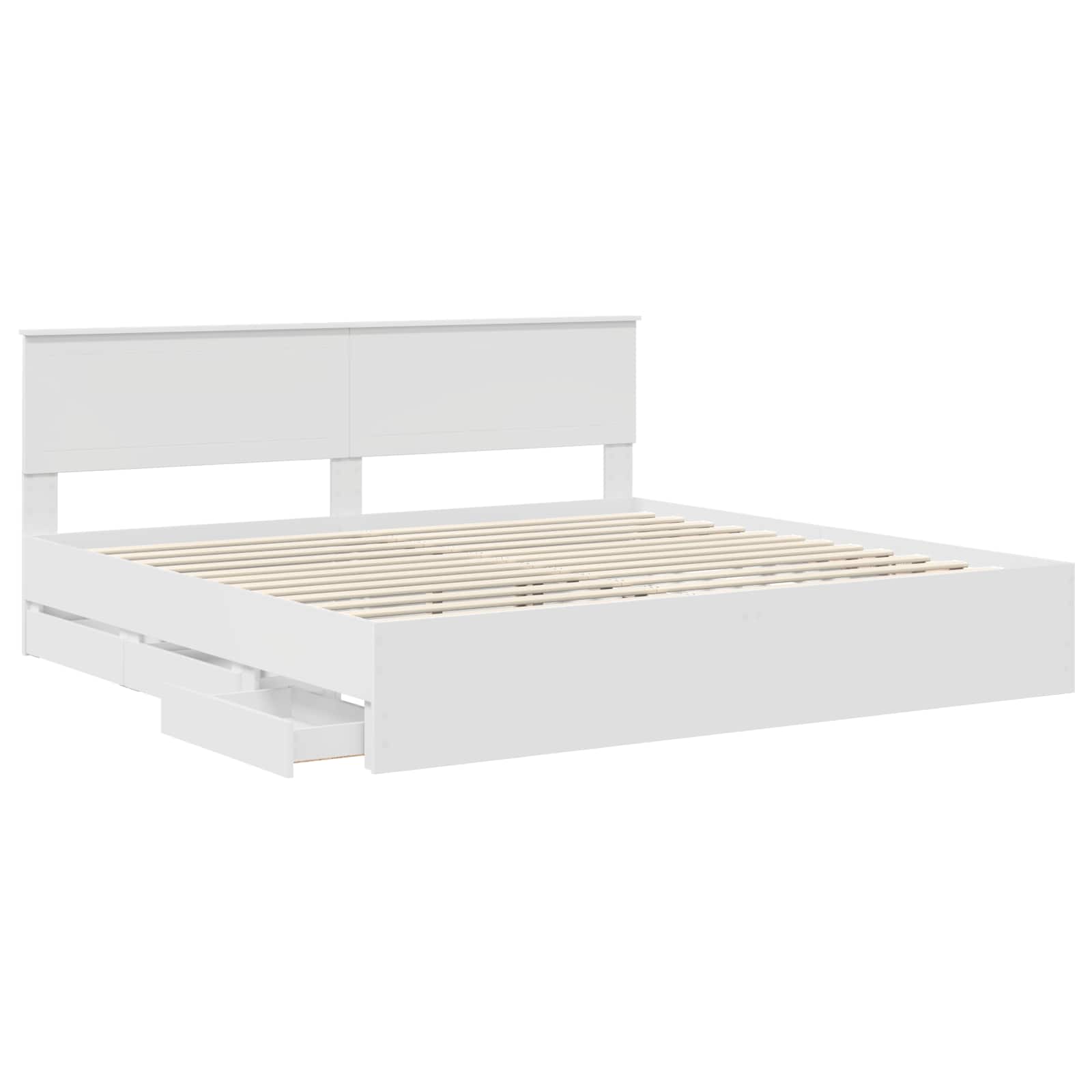 vidaXL Bedframe met lade met opslag Wit 200 x 200 cm Ingenieurshout