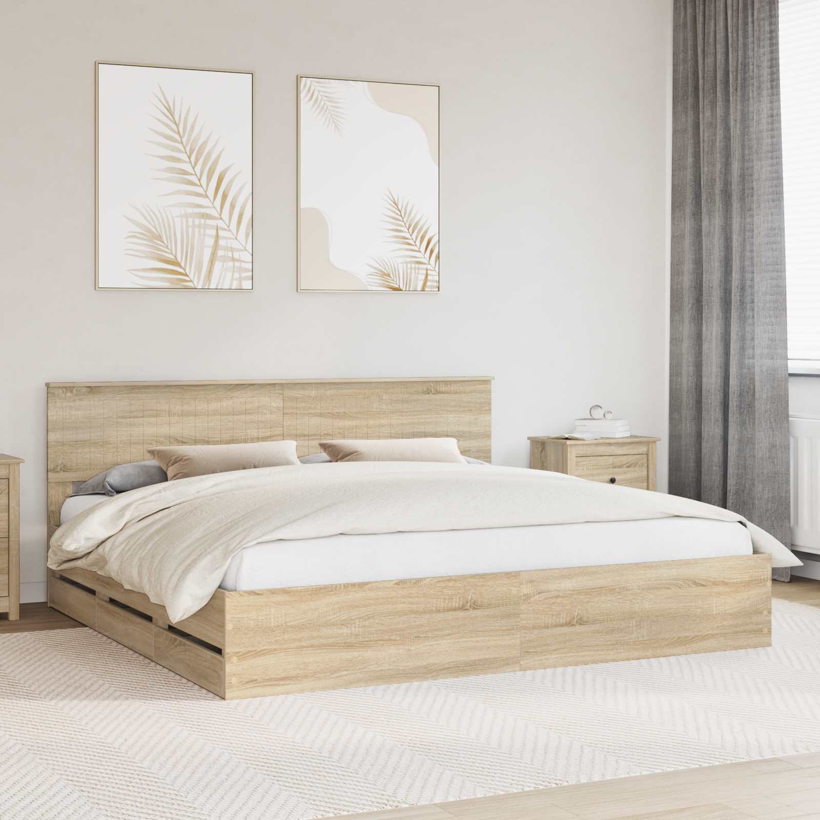 vidaXL Bedframe met lade met opslag Wit 200 x 200 cm Ingenieurshout