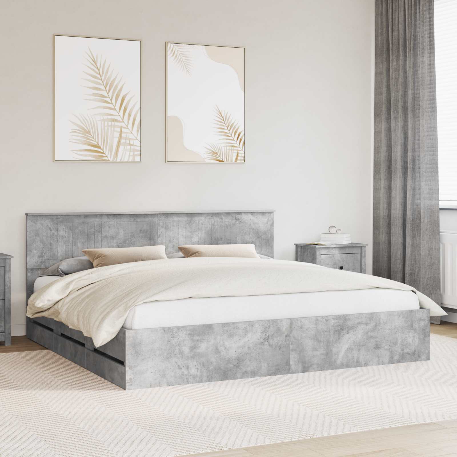 vidaXL Bedframe met lade met opslag Wit 200 x 200 cm Ingenieurshout