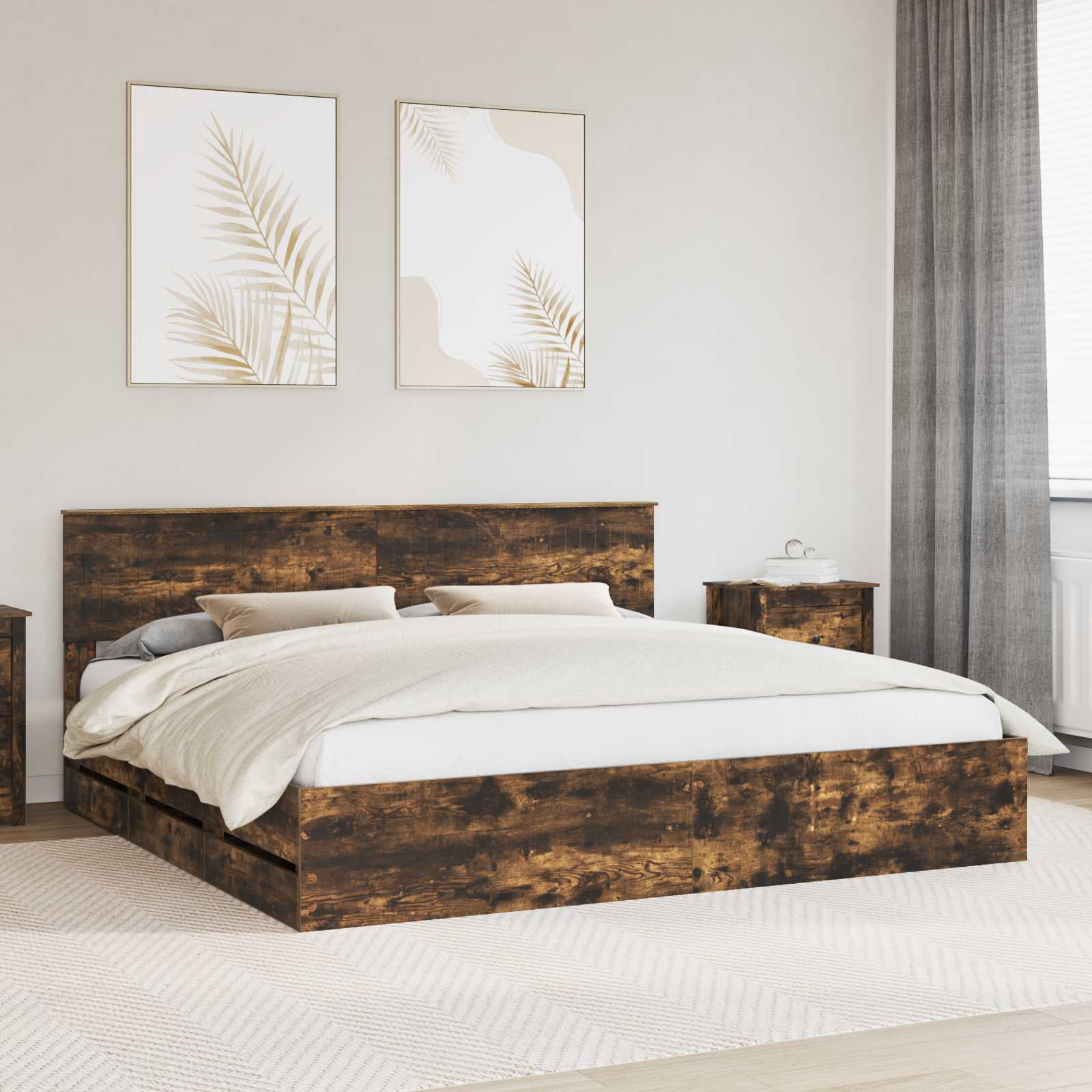 vidaXL Bedframe met lade met opslag Wit 200 x 200 cm Ingenieurshout