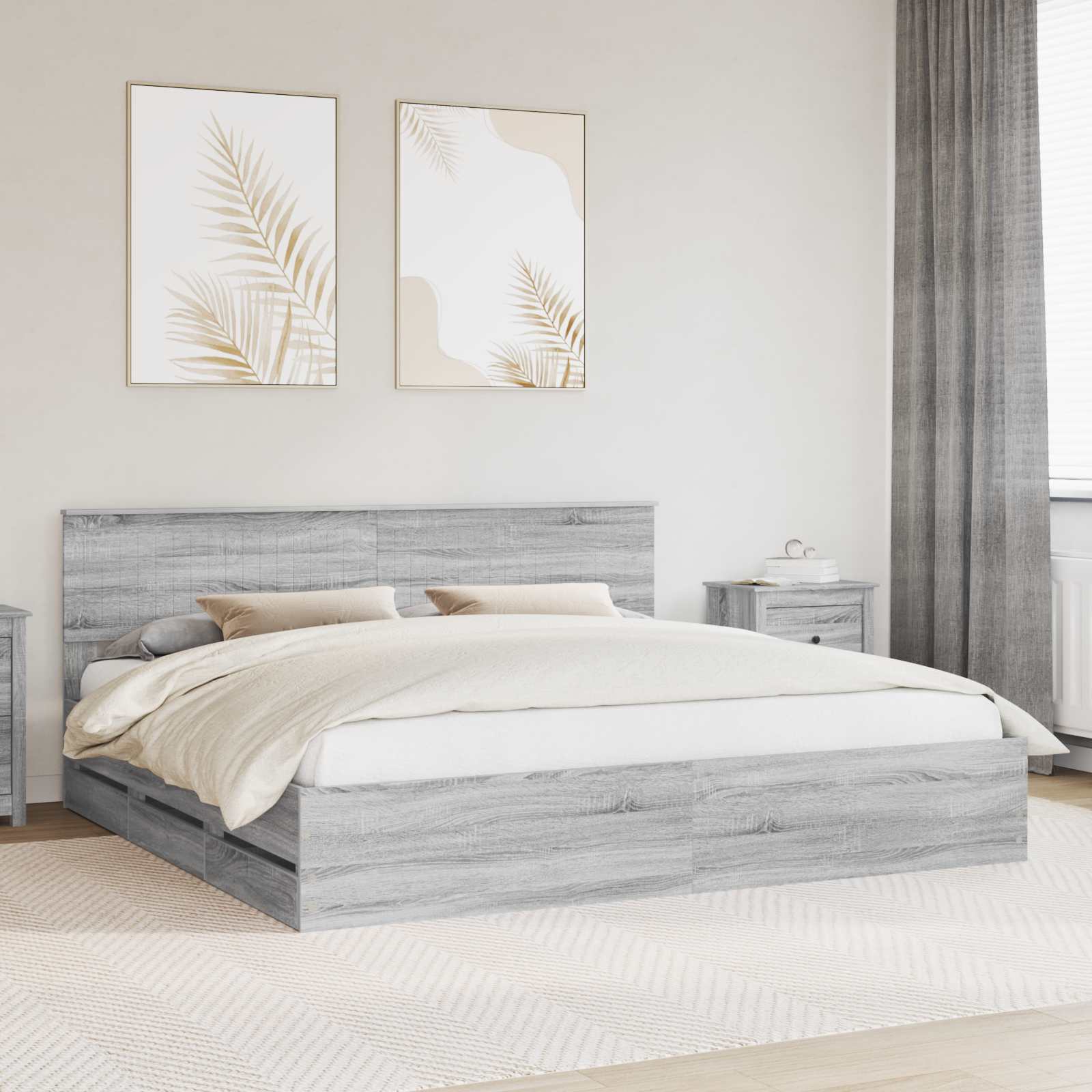 vidaXL Bedframe met lade met opslag Wit 200 x 200 cm Ingenieurshout