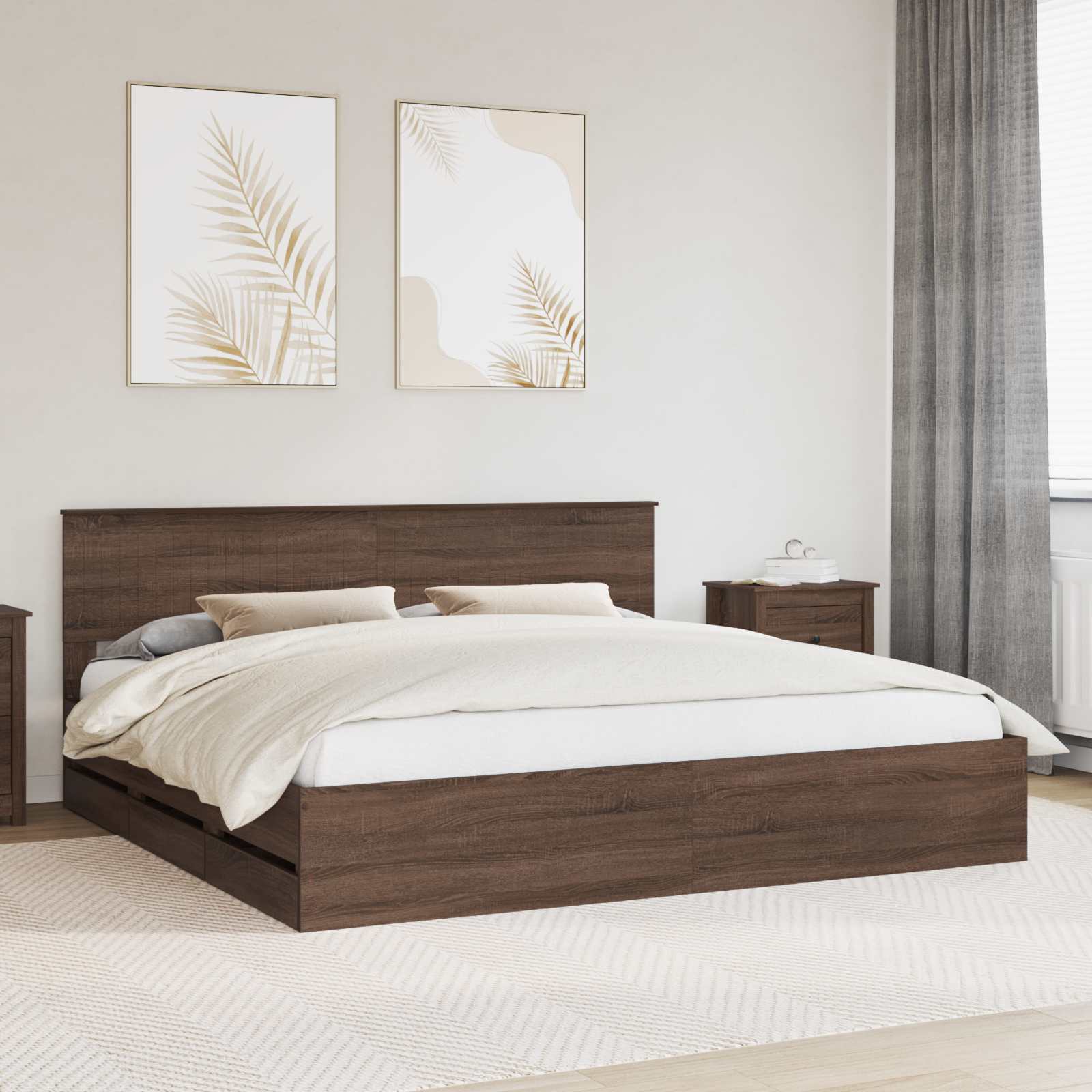 vidaXL Bedframe met lade met opslag Wit 200 x 200 cm Ingenieurshout