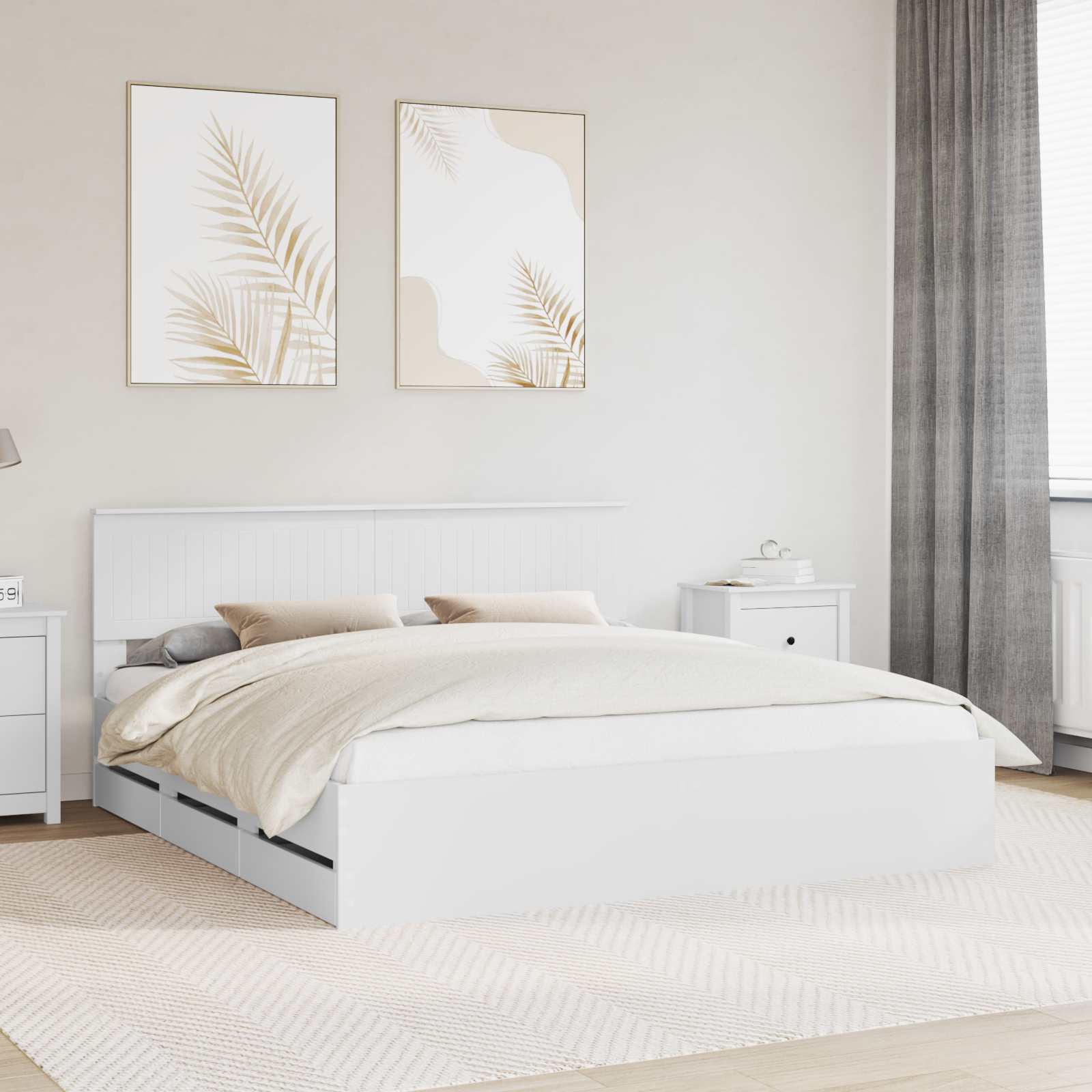 vidaXL Bedframe met lade met opslag Wit 200 x 200 cm Ingenieurshout