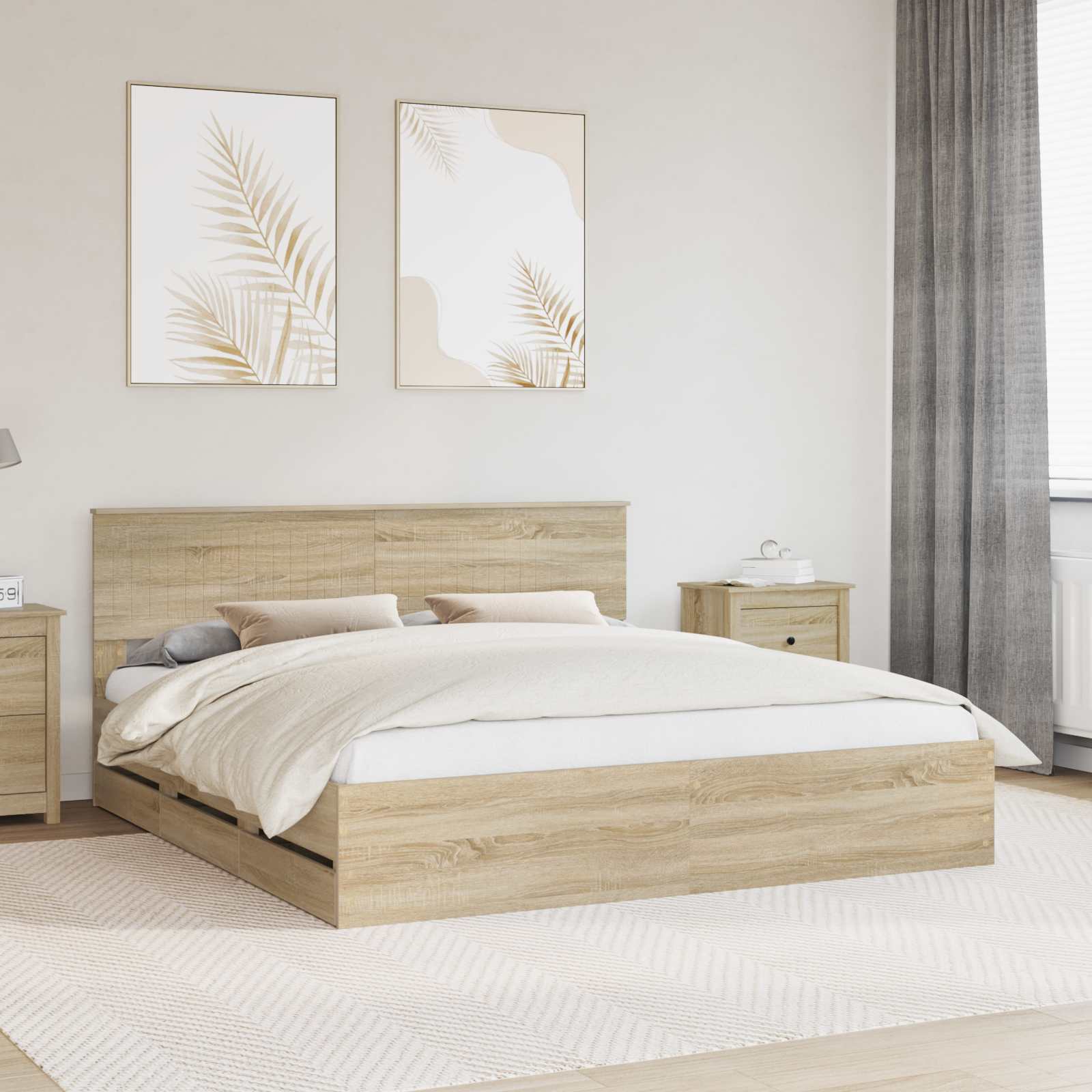 vidaXL Bedframe met lade met opslag Wit 200 x 200 cm Ingenieurshout