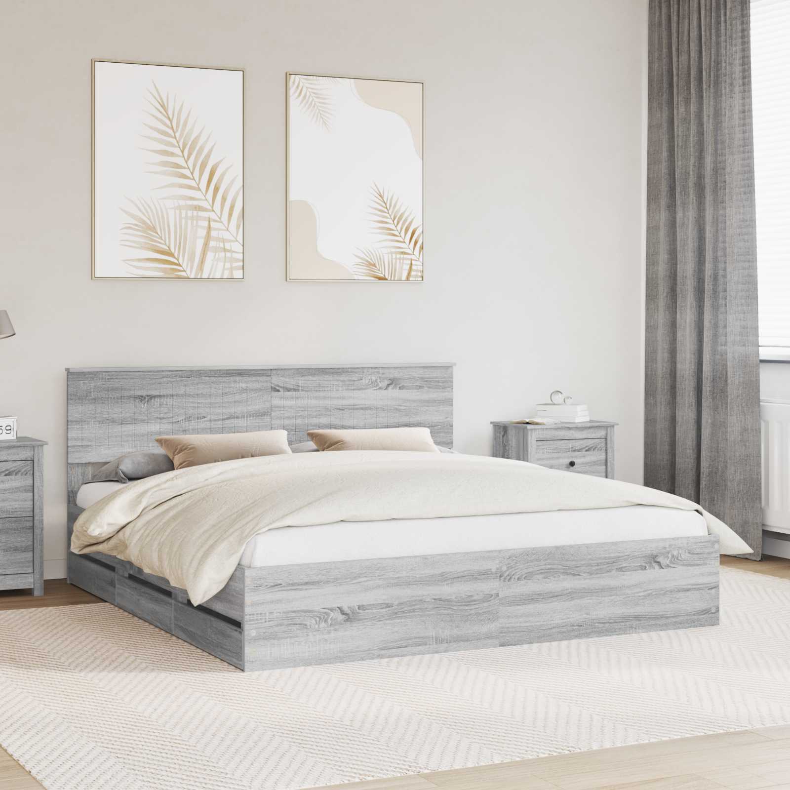 vidaXL Bedframe met lade met opslag Wit 200 x 200 cm Ingenieurshout