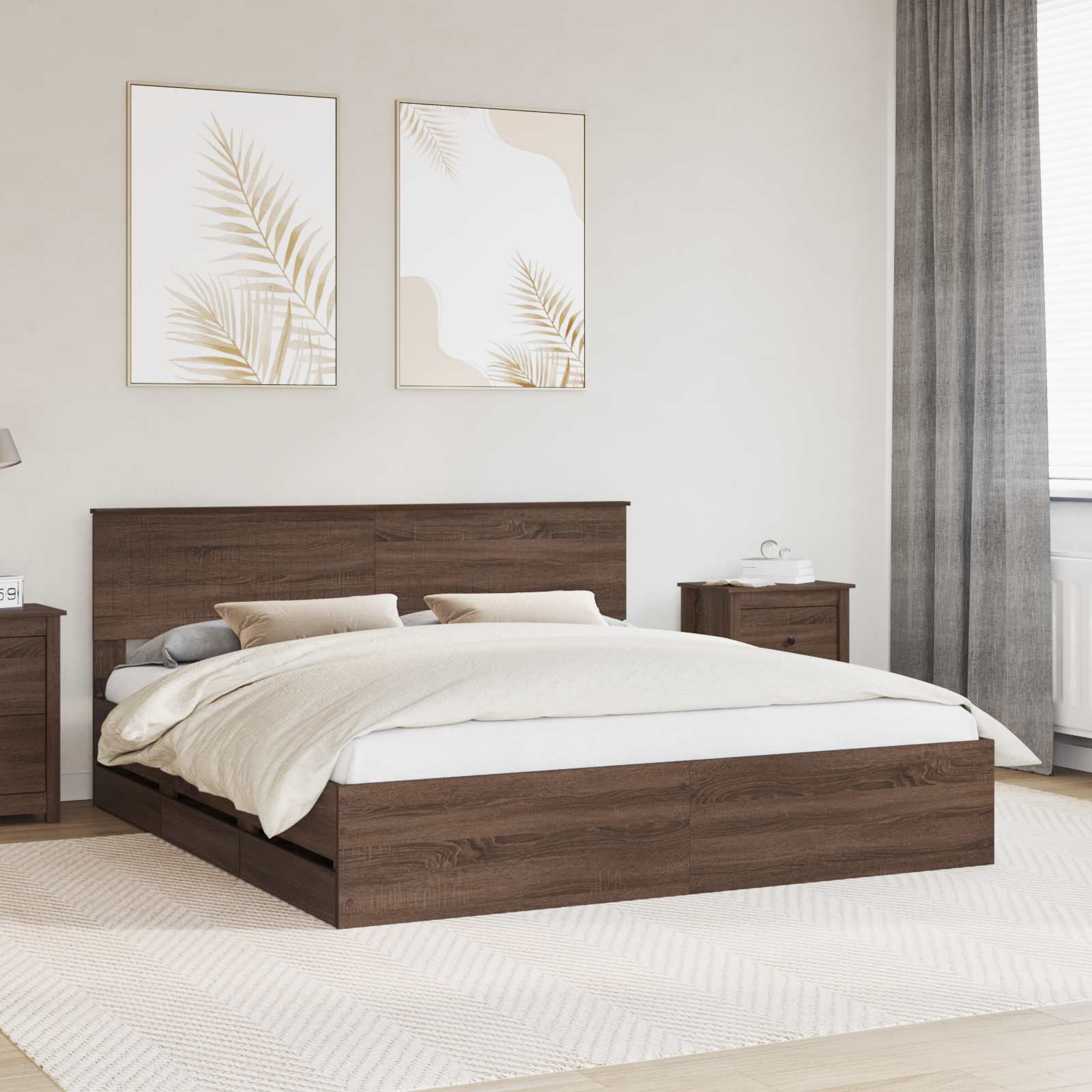 vidaXL Bedframe met lade met opslag Wit 200 x 200 cm Ingenieurshout
