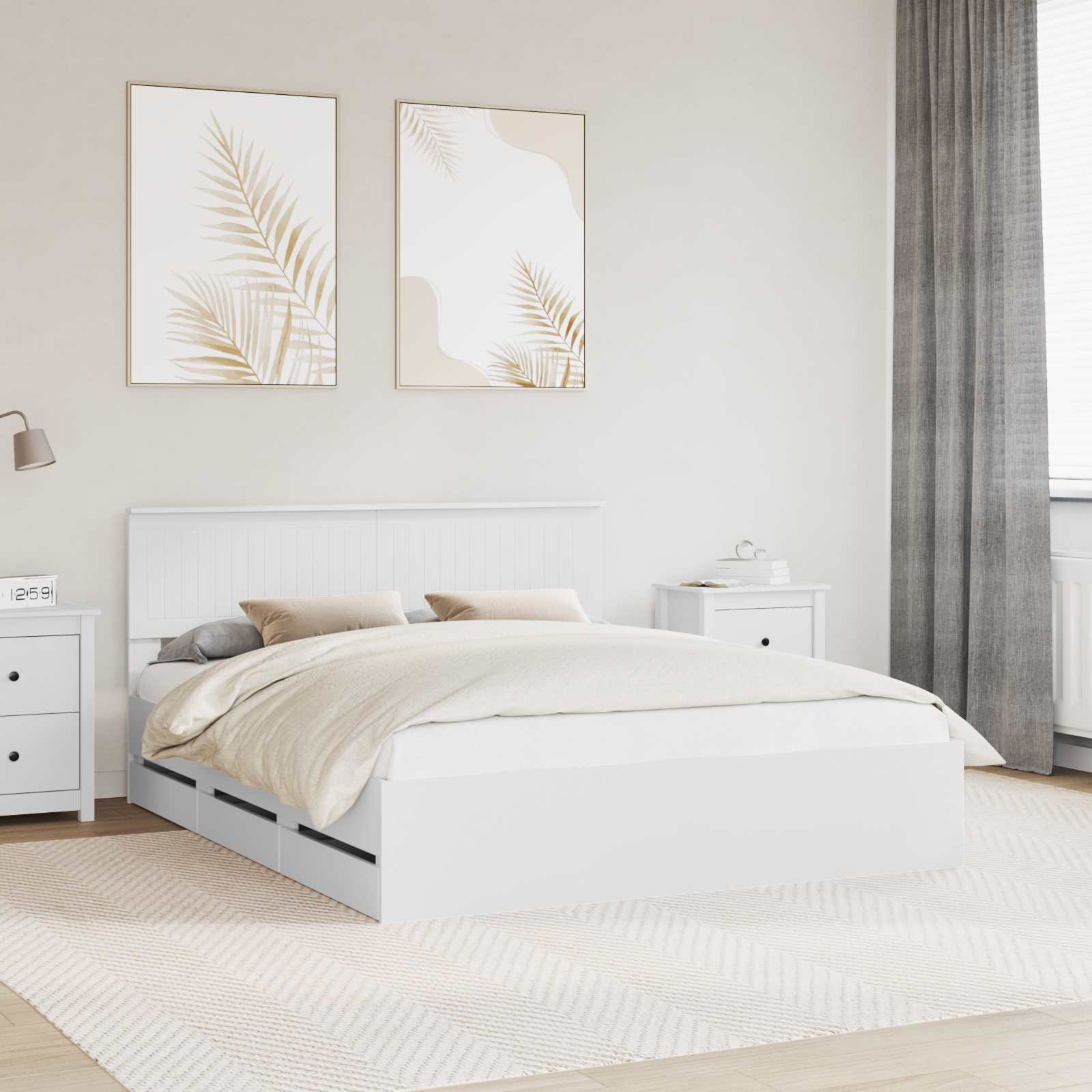 vidaXL Bedframe met lade met opslag Wit 200 x 200 cm Ingenieurshout