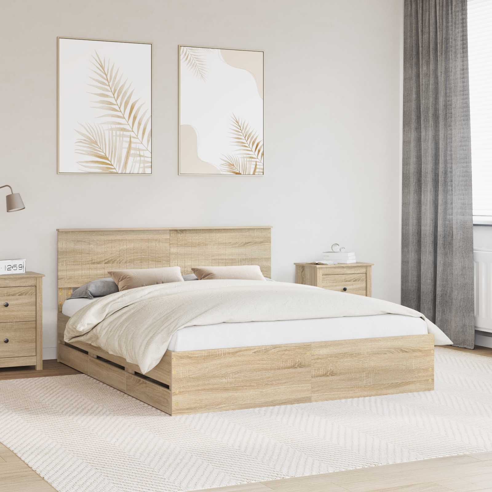 vidaXL Bedframe met lade met opslag Wit 200 x 200 cm Ingenieurshout