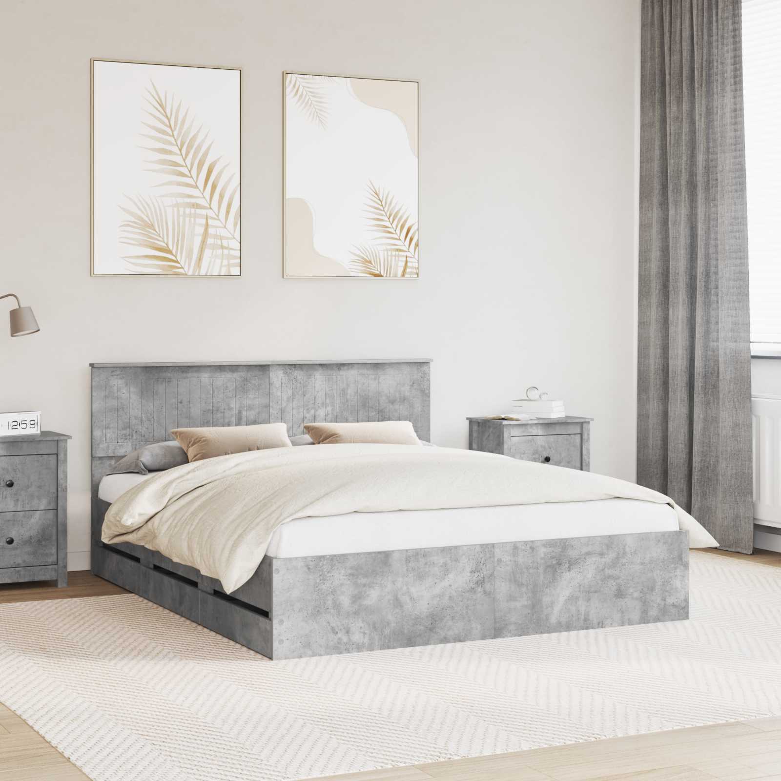 vidaXL Bedframe met lade met opslag Wit 200 x 200 cm Ingenieurshout