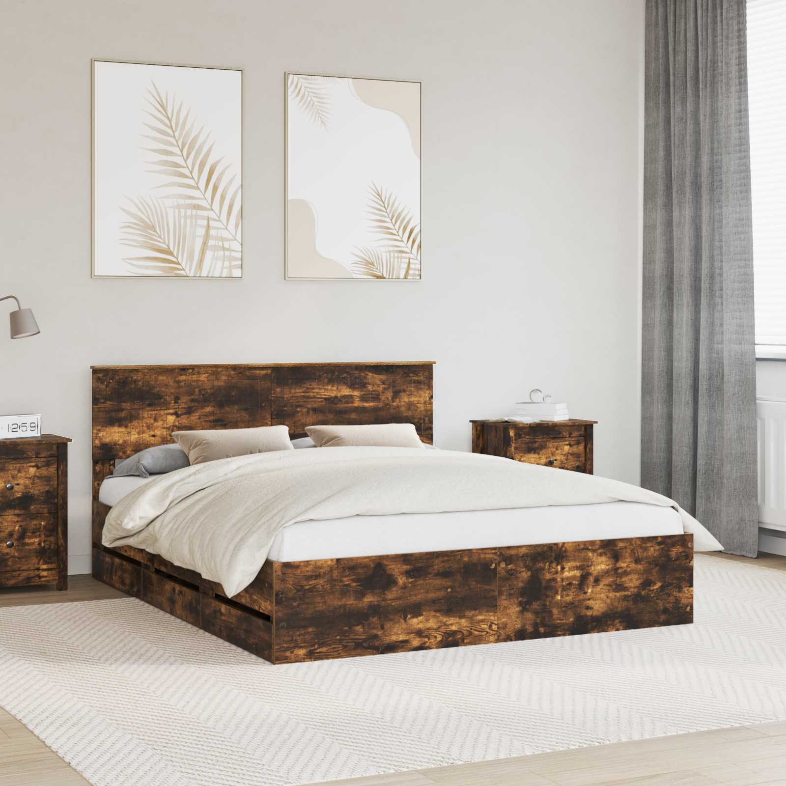vidaXL Bedframe met lade met opslag Wit 200 x 200 cm Ingenieurshout