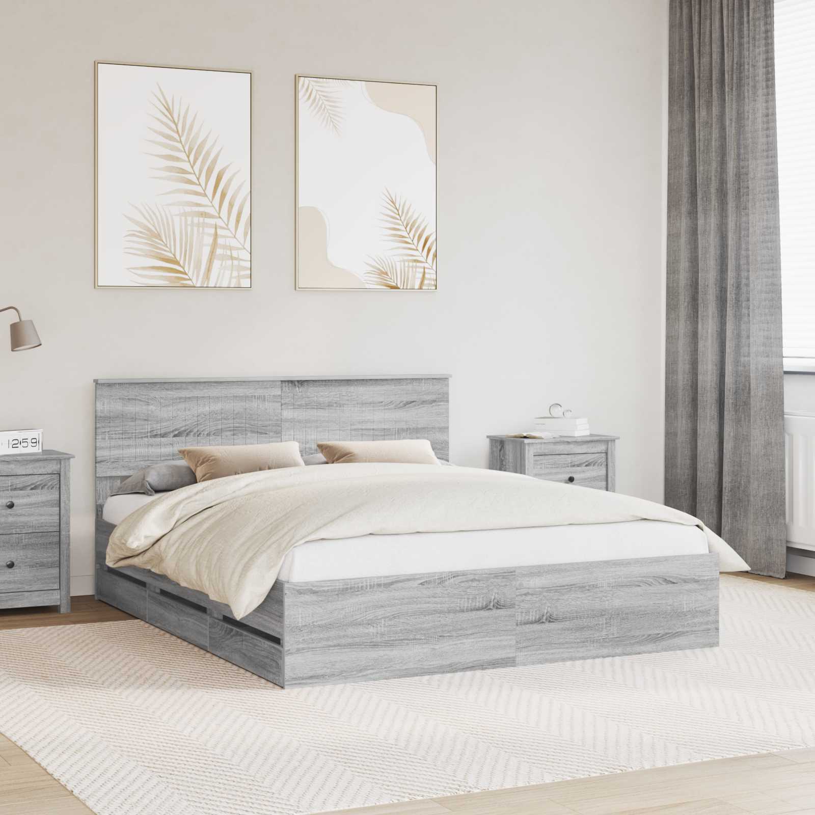 vidaXL Bedframe met lade met opslag Wit 200 x 200 cm Ingenieurshout