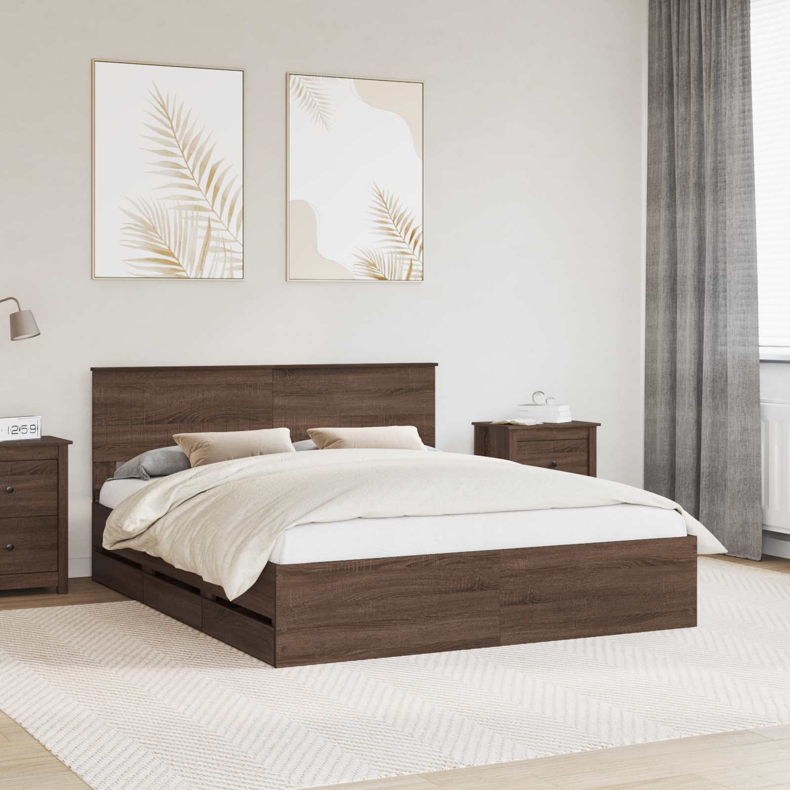 vidaXL Bedframe met lade met opslag Wit 200 x 200 cm Ingenieurshout