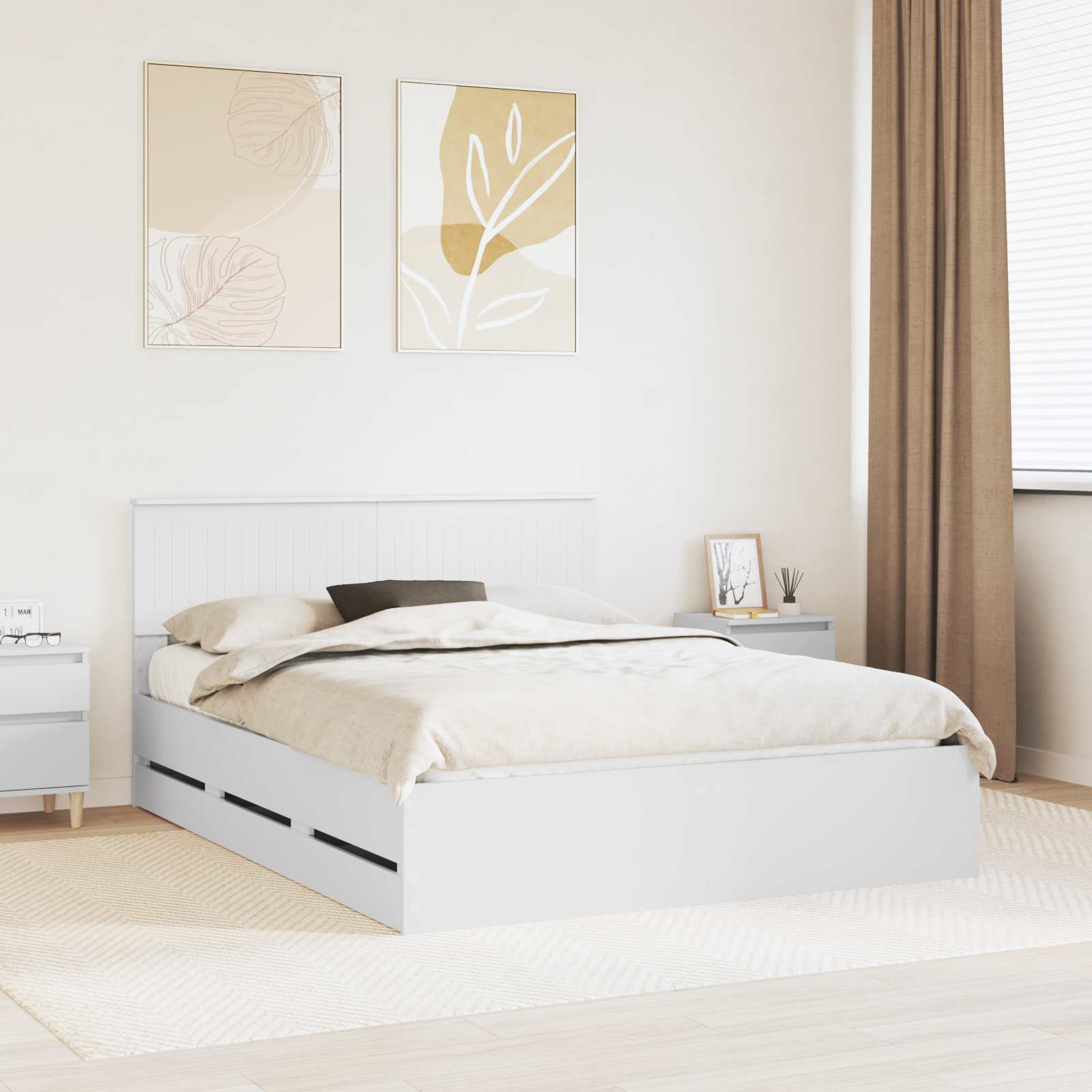 vidaXL Bedframe met lade met opslag Wit 200 x 200 cm Ingenieurshout