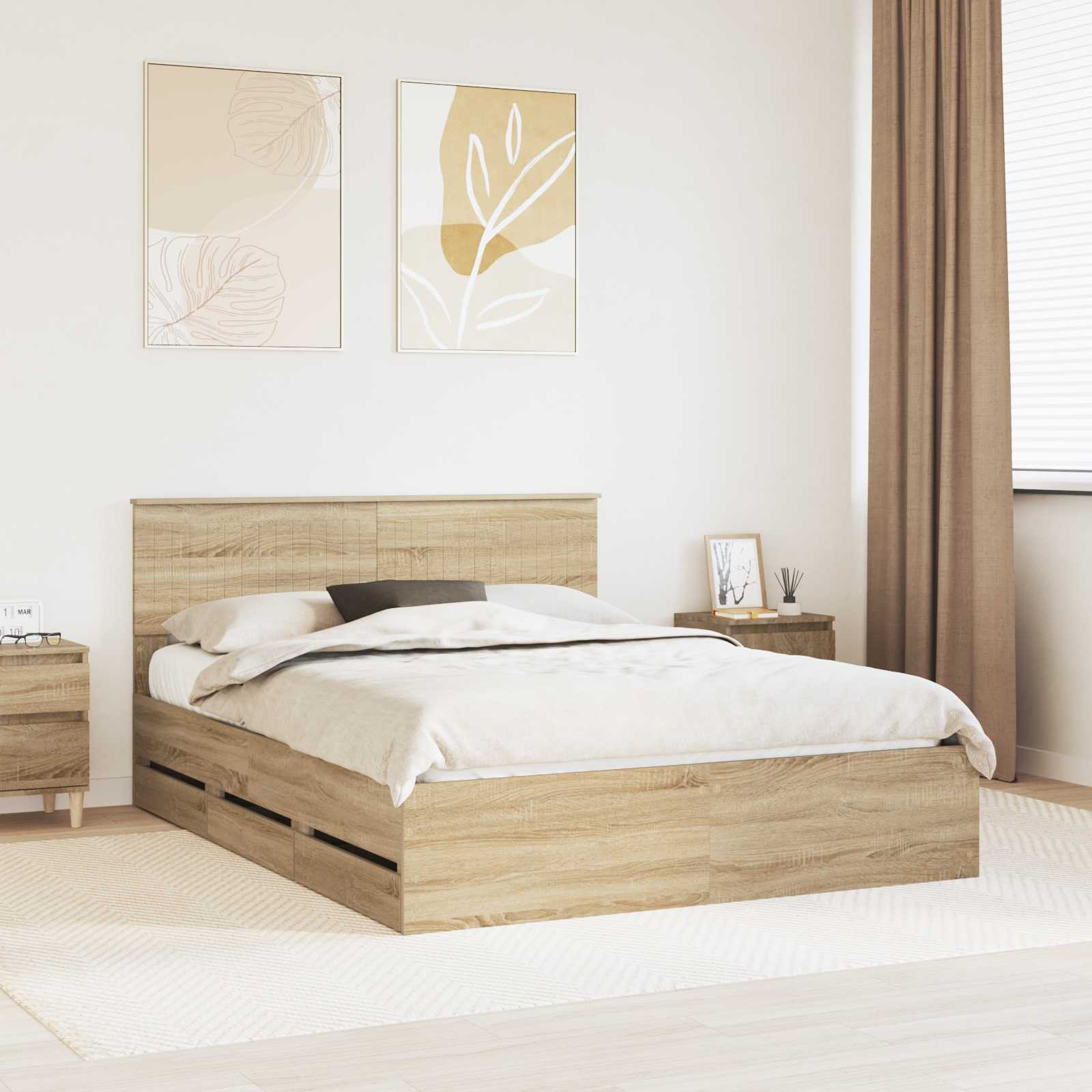 vidaXL Bedframe met lade met opslag Wit 200 x 200 cm Ingenieurshout