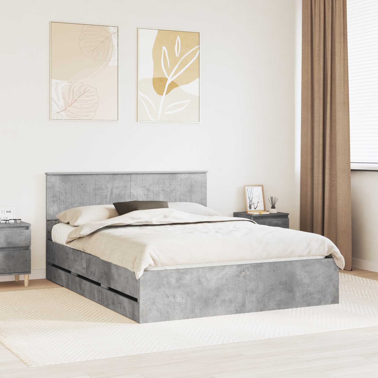 vidaXL Bedframe met lade met opslag Wit 200 x 200 cm Ingenieurshout