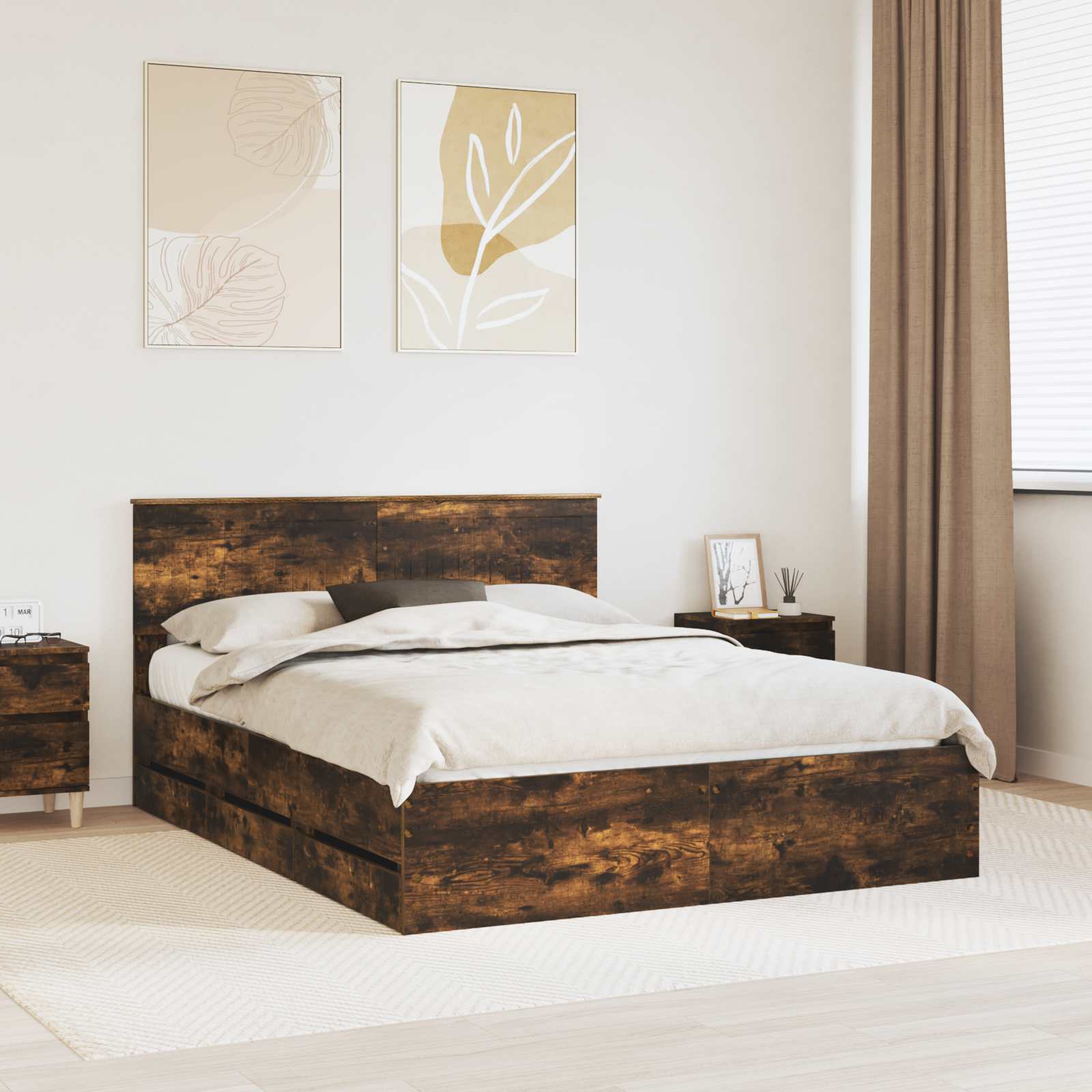 vidaXL Bedframe met lade met opslag Wit 200 x 200 cm Ingenieurshout