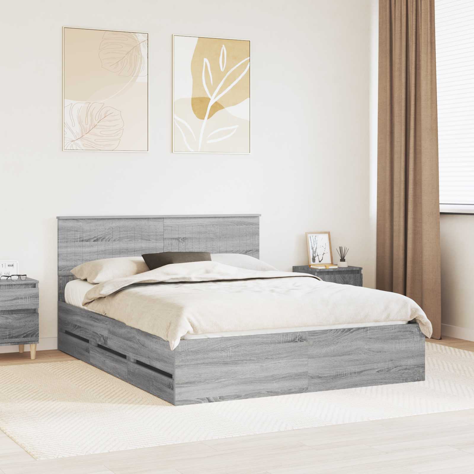 vidaXL Bedframe met lade met opslag Wit 200 x 200 cm Ingenieurshout