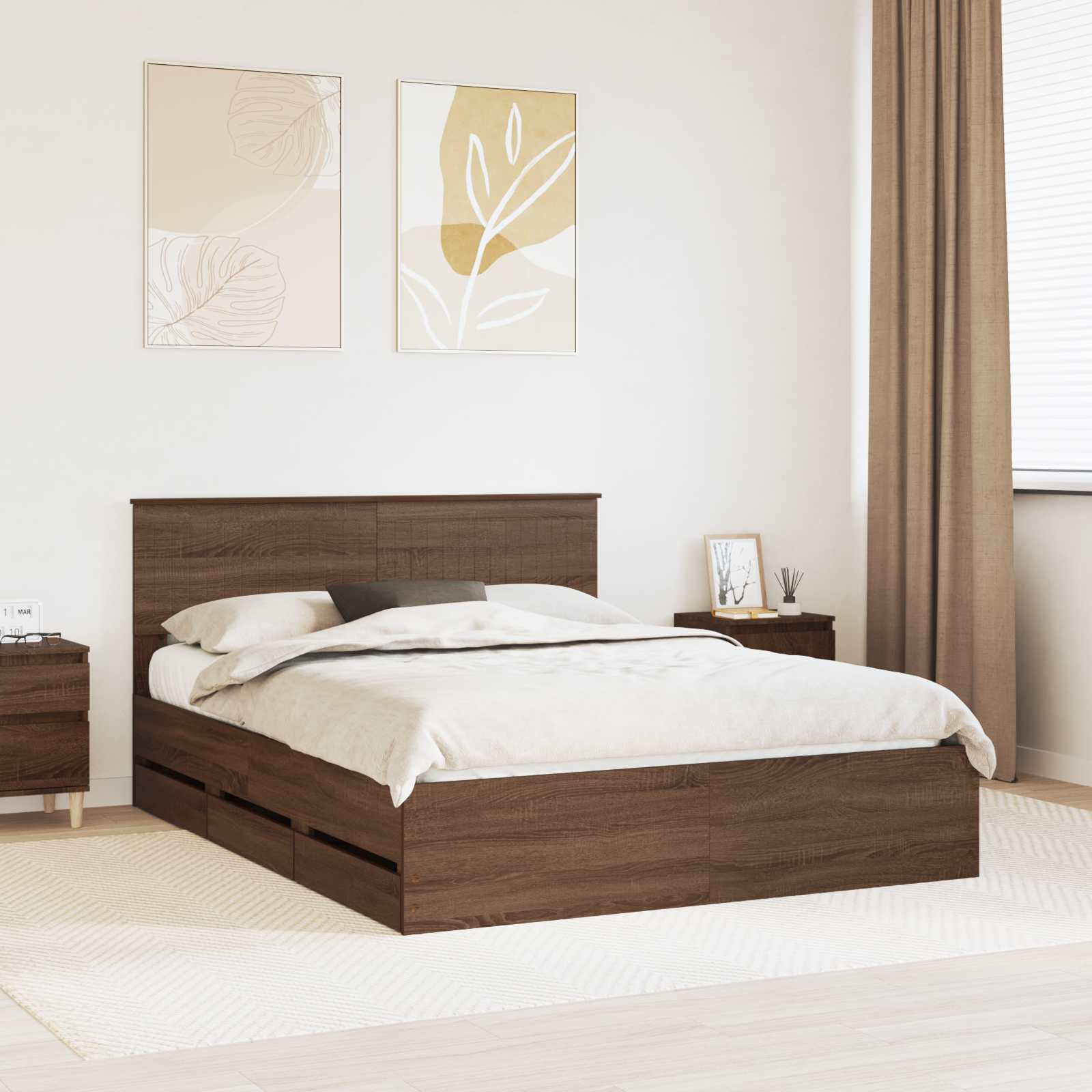 vidaXL Bedframe met lade met opslag Wit 200 x 200 cm Ingenieurshout