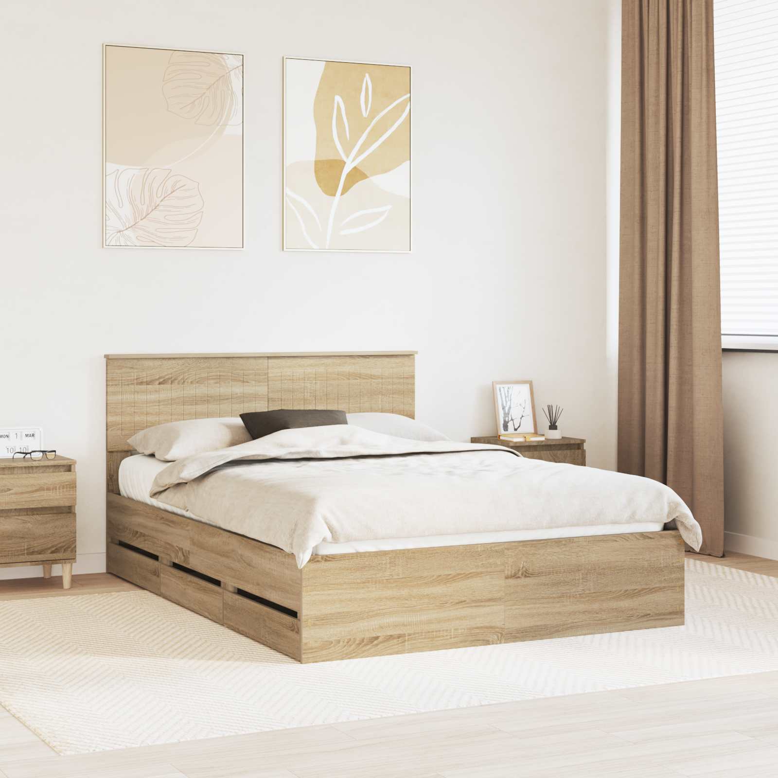 vidaXL Bedframe met lade met opslag Wit 200 x 200 cm Ingenieurshout
