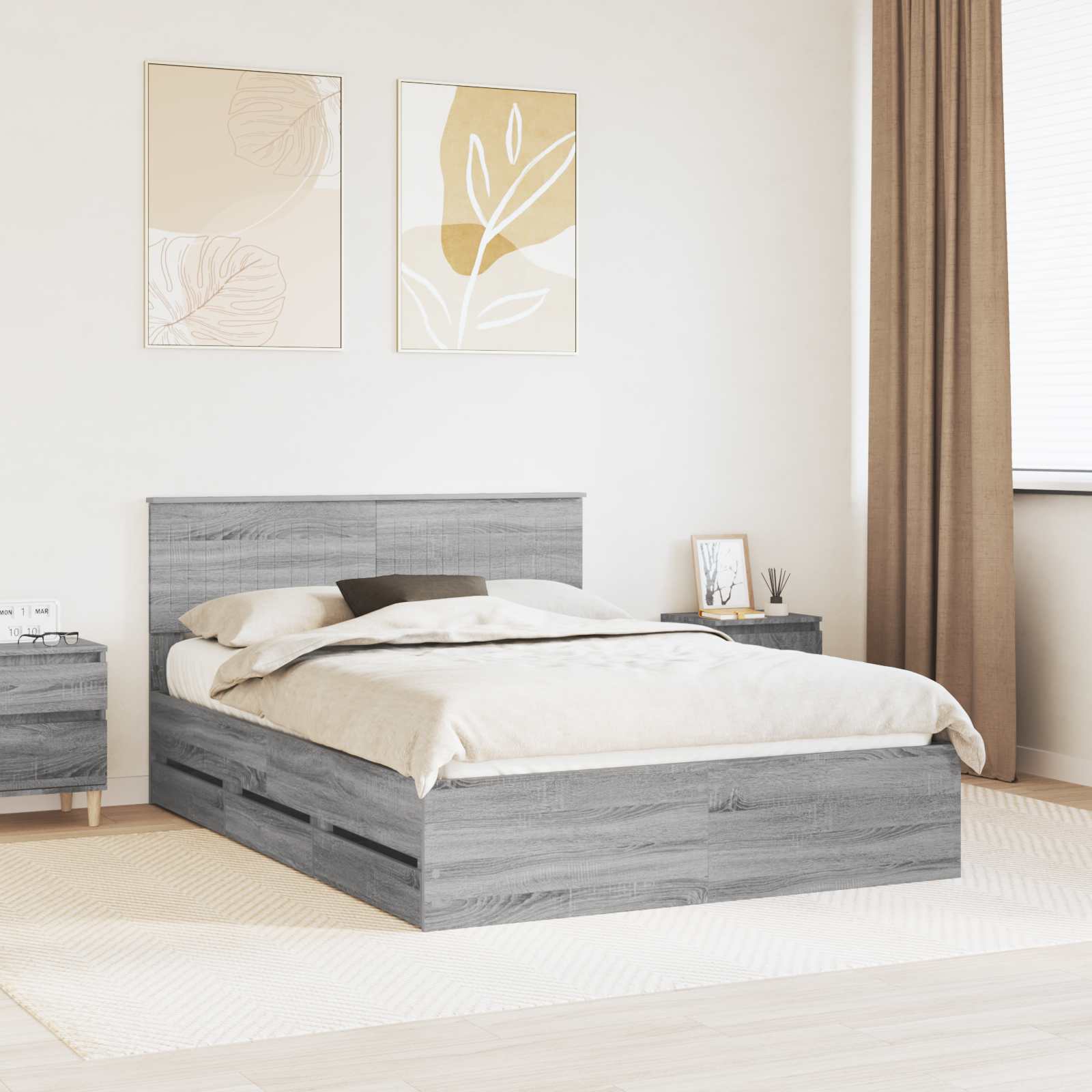vidaXL Bedframe met lade met opslag Wit 200 x 200 cm Ingenieurshout