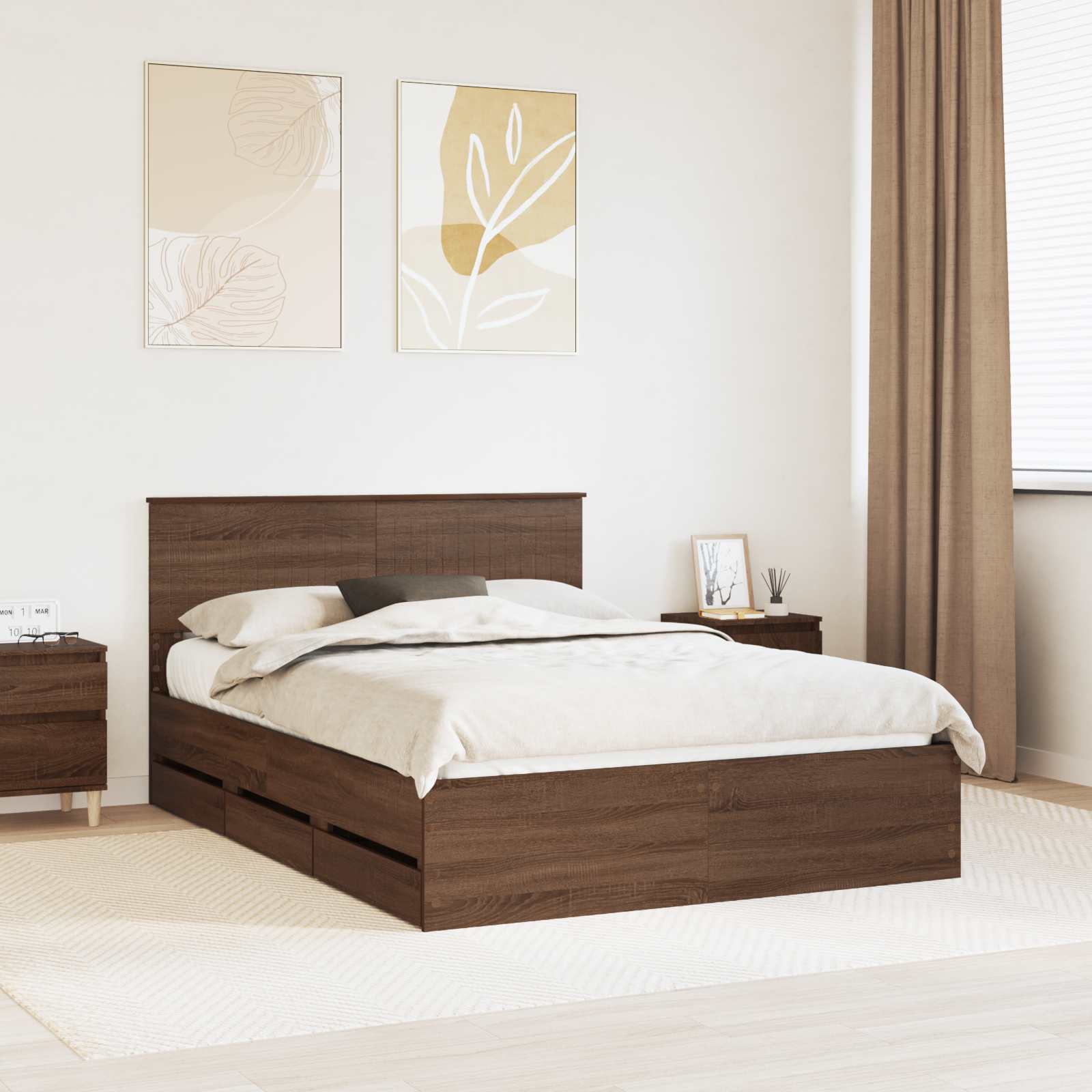 vidaXL Bedframe met lade met opslag Wit 200 x 200 cm Ingenieurshout