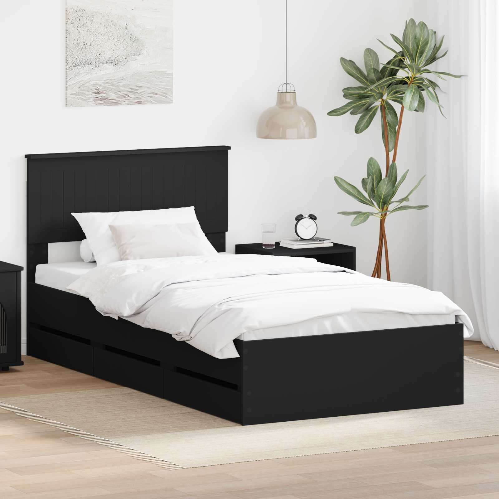 vidaXL Bedframe met lade met opslag Wit 200 x 200 cm Ingenieurshout
