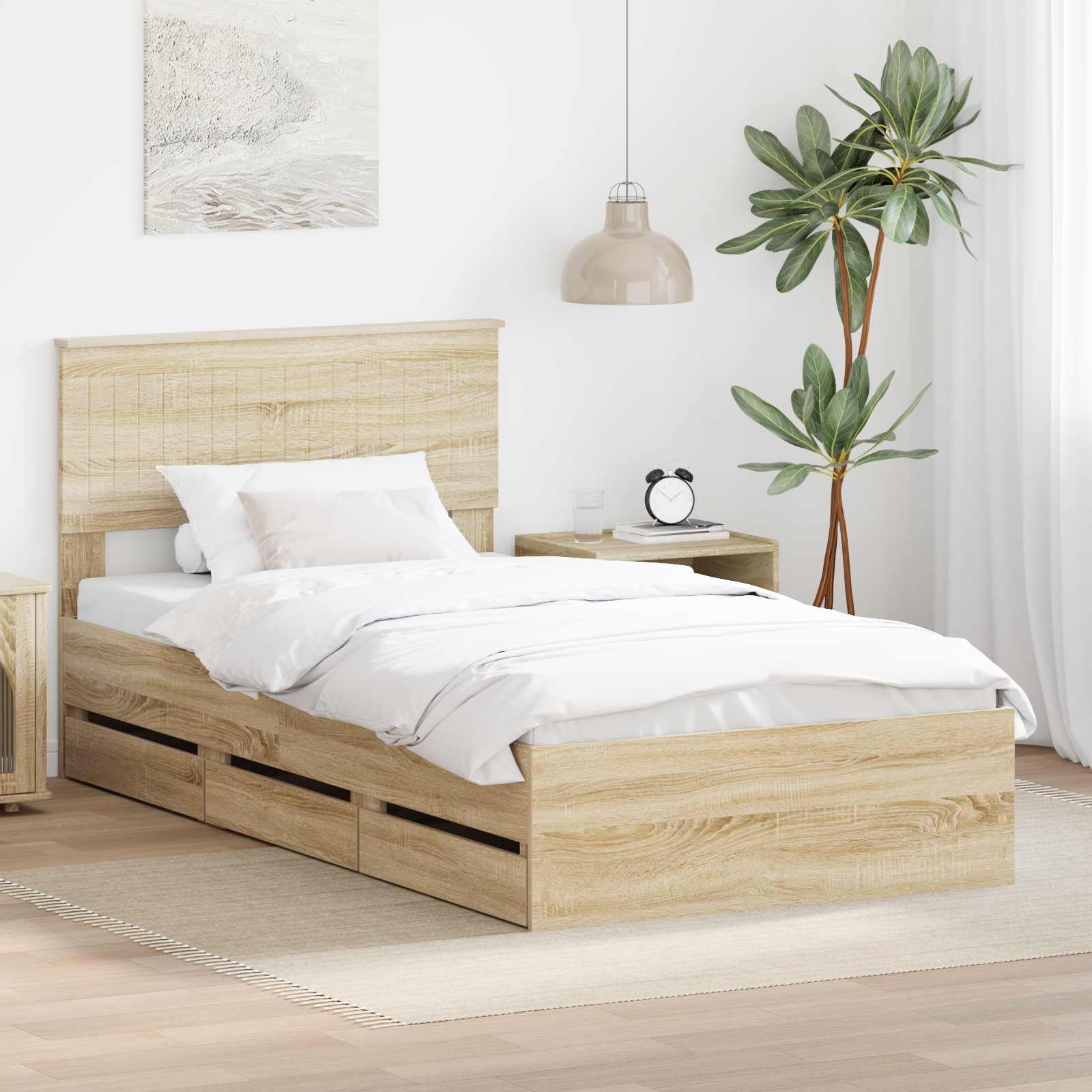 vidaXL Bedframe met lade met opslag Wit 200 x 200 cm Ingenieurshout