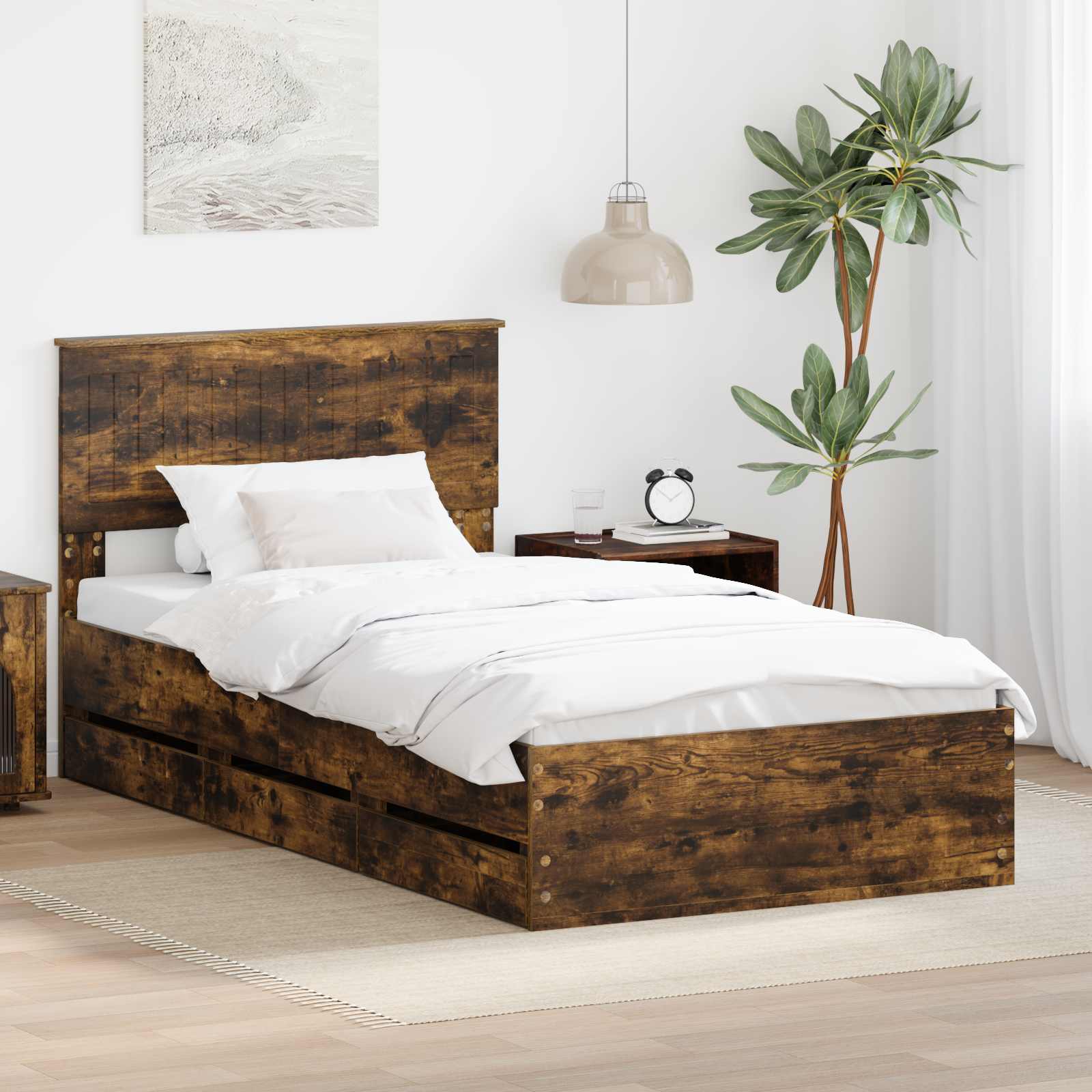 vidaXL Bedframe met lade met opslag Wit 200 x 200 cm Ingenieurshout