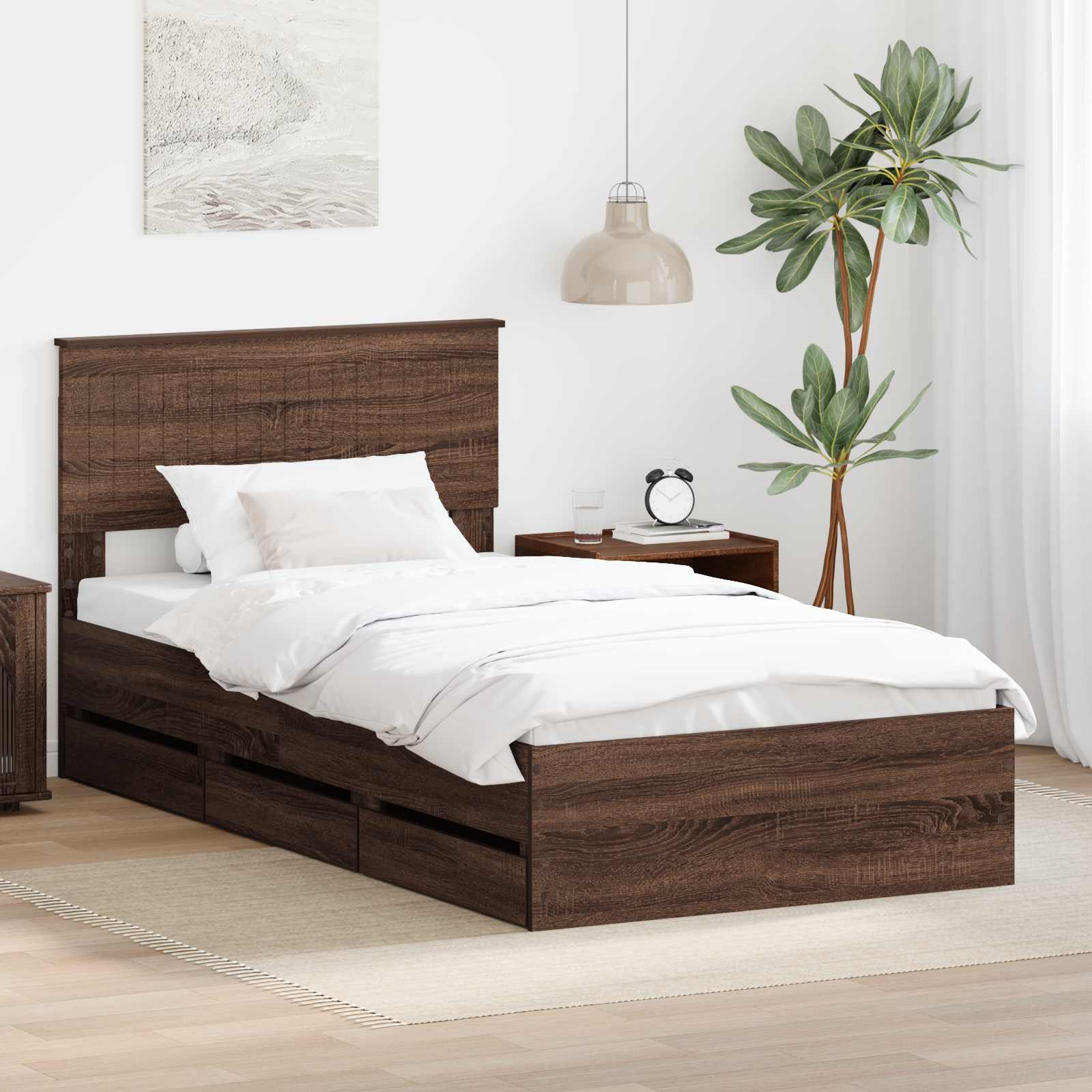 vidaXL Bedframe met lade met opslag Wit 200 x 200 cm Ingenieurshout