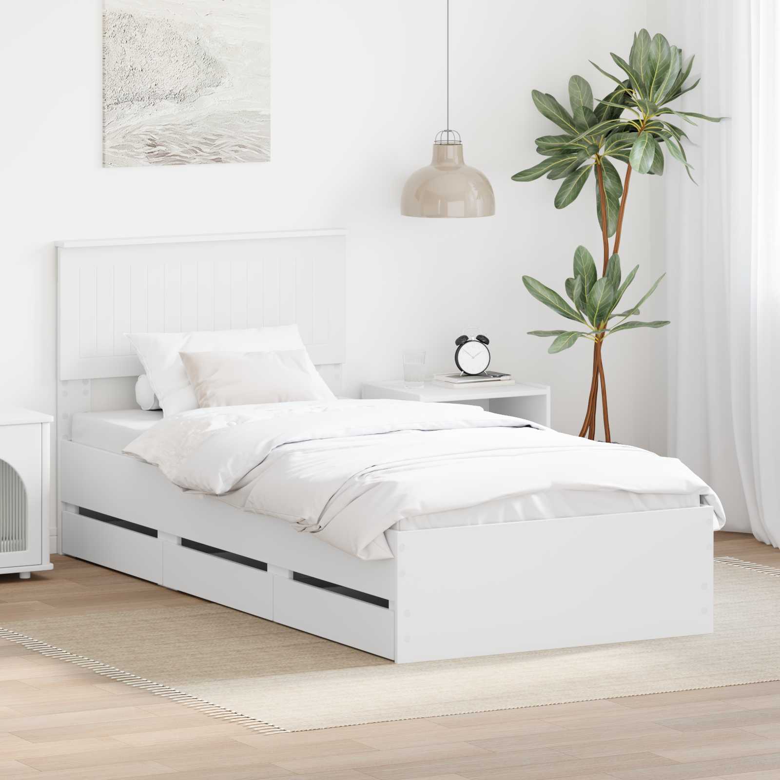 vidaXL Bedframe met lade met opslag Wit 200 x 200 cm Ingenieurshout
