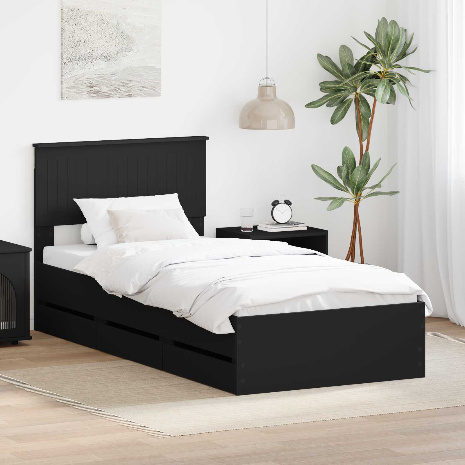 vidaXL Bedframe met lade met opslag Wit 200 x 200 cm Ingenieurshout