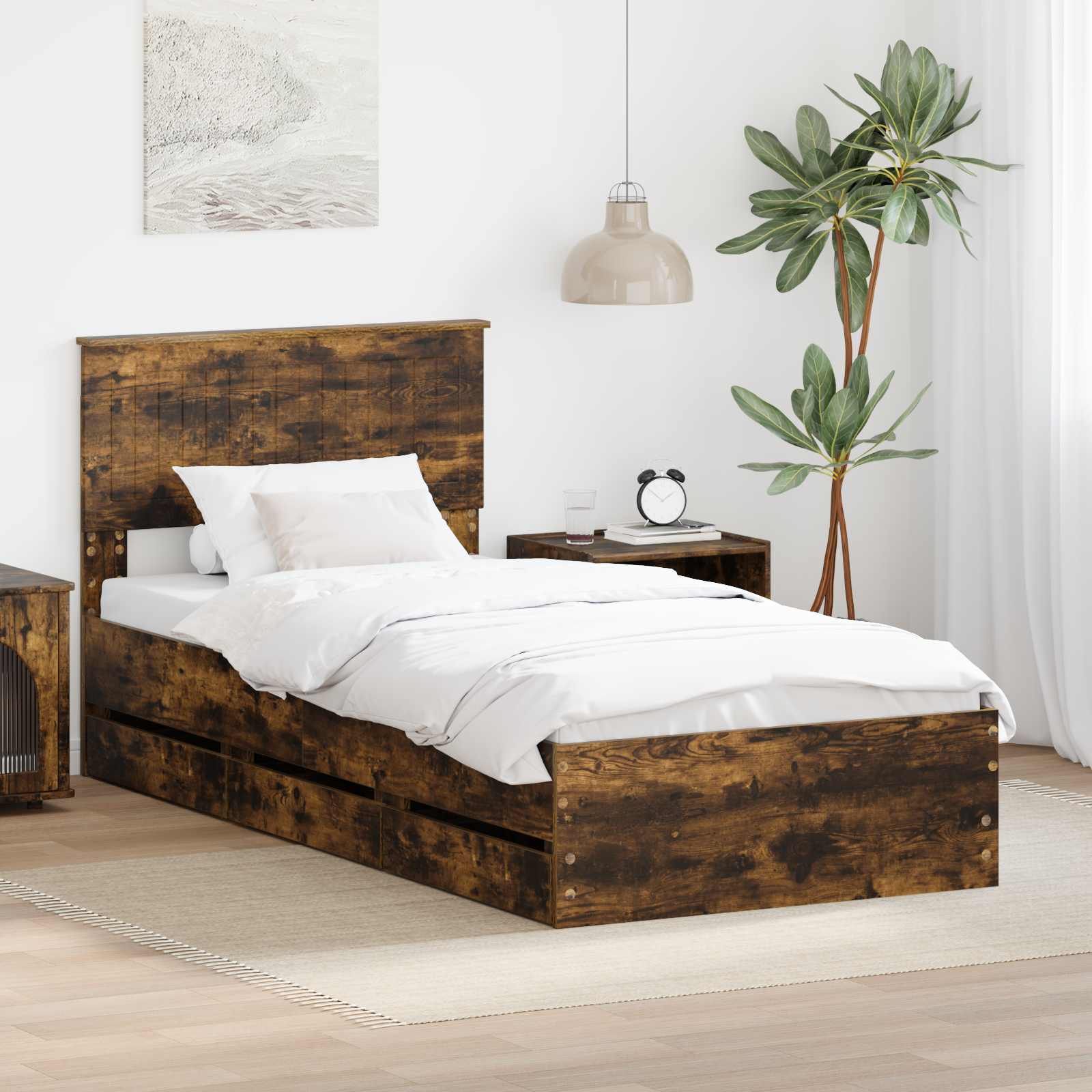 vidaXL Bedframe met lade met opslag Wit 200 x 200 cm Ingenieurshout