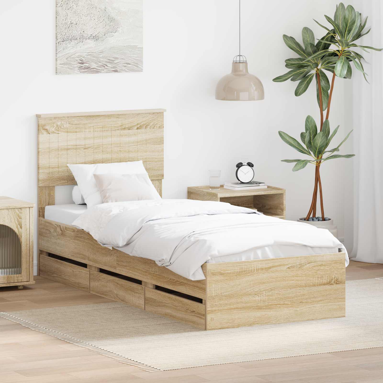 vidaXL Bedframe met lade met opslag Wit 200 x 200 cm Ingenieurshout