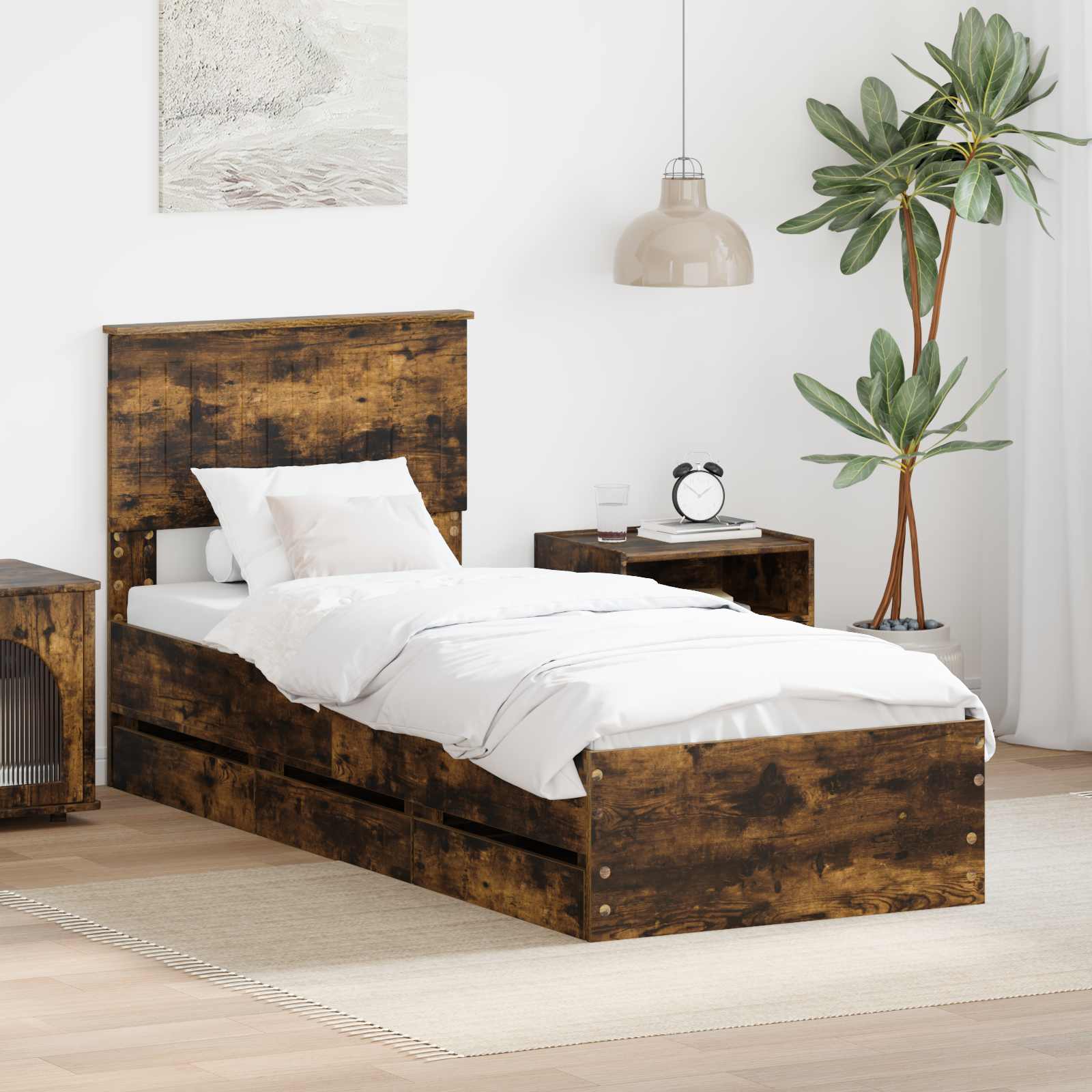 vidaXL Bedframe met lade met opslag Wit 200 x 200 cm Ingenieurshout