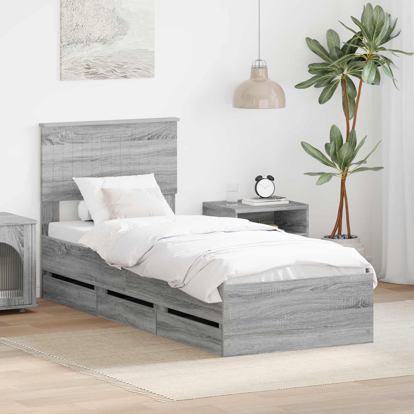 vidaXL Bedframe met lade met opslag Wit 200 x 200 cm Ingenieurshout
